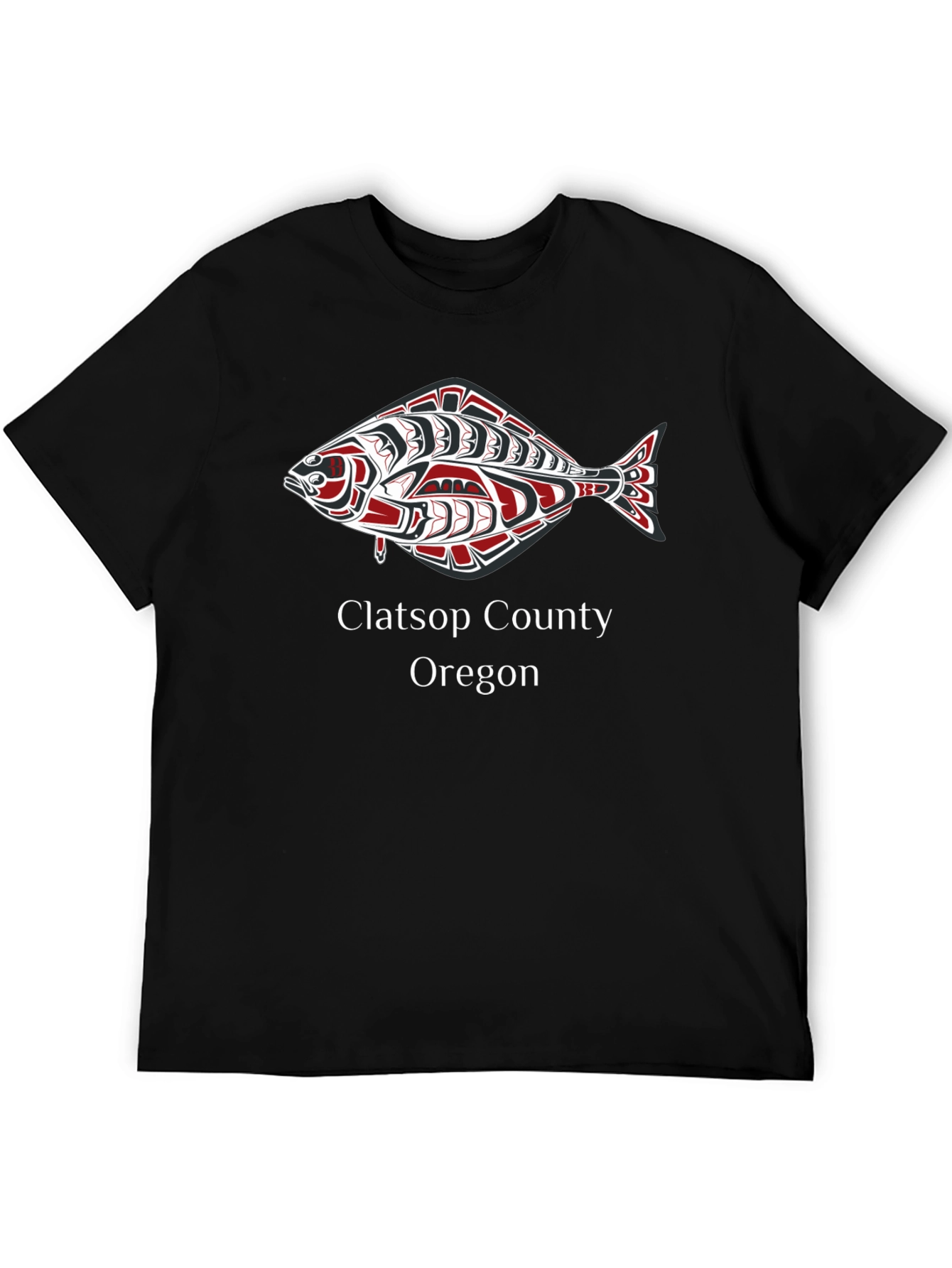 Clatsop County Oregon Fish Graphic Tee - Black