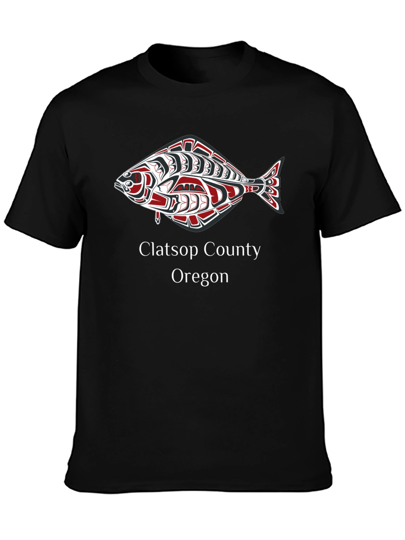 Clatsop County Oregon Fish Graphic Tee - Black