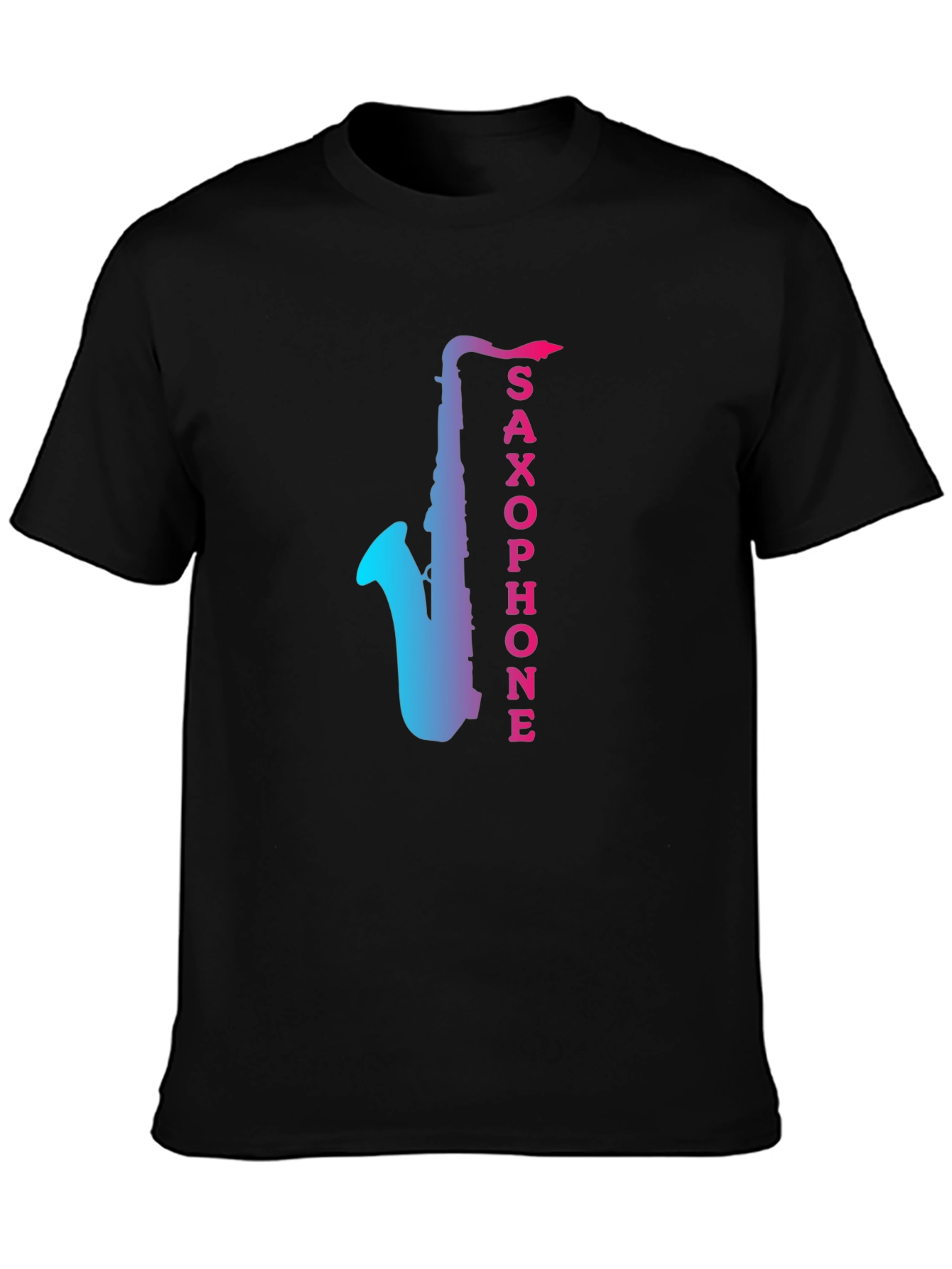 Saxophone Gradient Graphic Mens Black T-Shirt