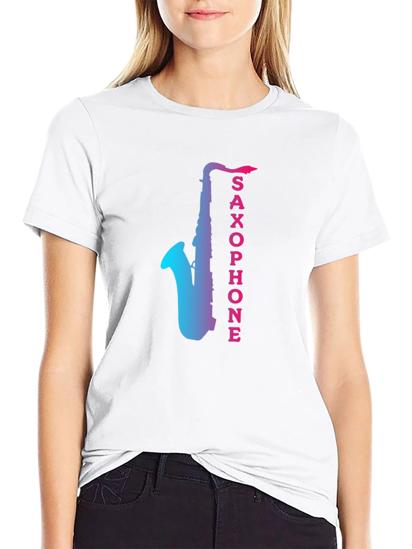 Saxophone Gradient Graphic Mens Black T-Shirt