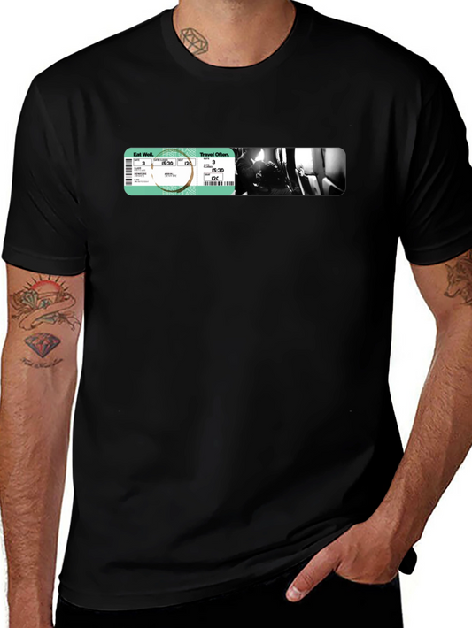 Black Travel Ticket Graphic T-Shirt