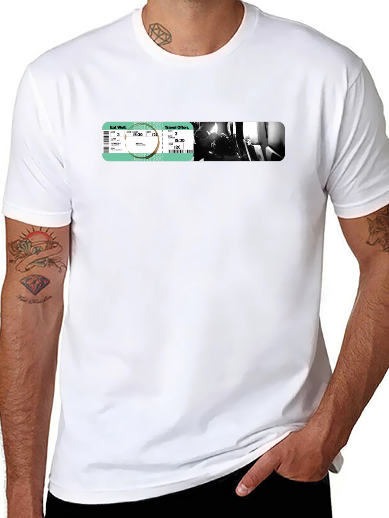 Black Travel Ticket Graphic T-Shirt
