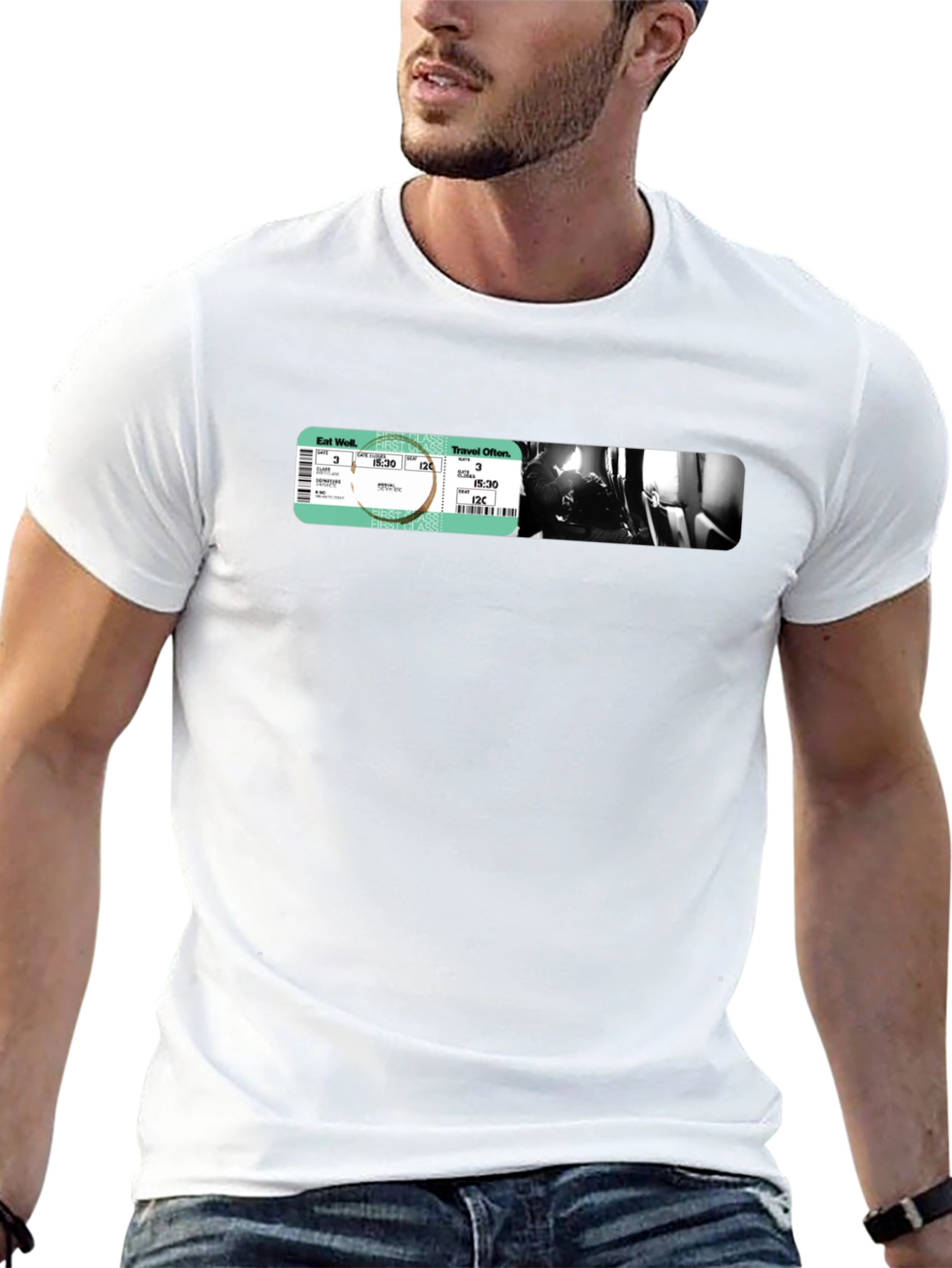 Black Travel Ticket Graphic T-Shirt