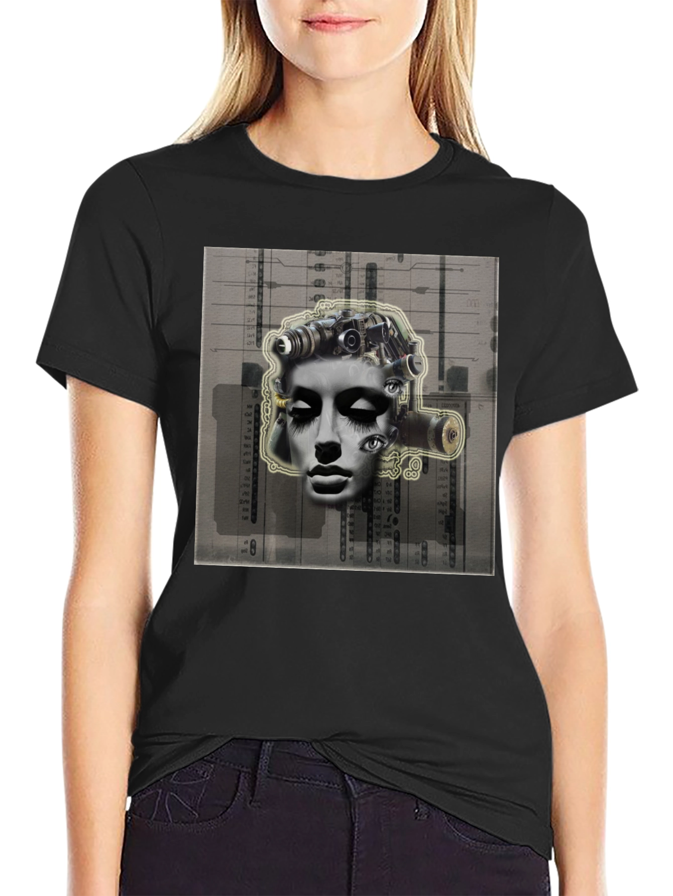 Surreal Face Graphic Tee - Unique Art Print