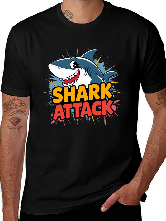 Shark Attack Cartoon Graphic T-Shirt