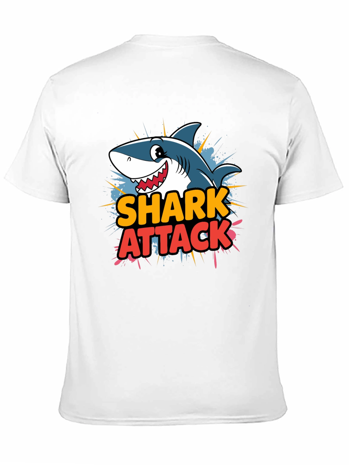 Shark Attack Cartoon Graphic T-Shirt