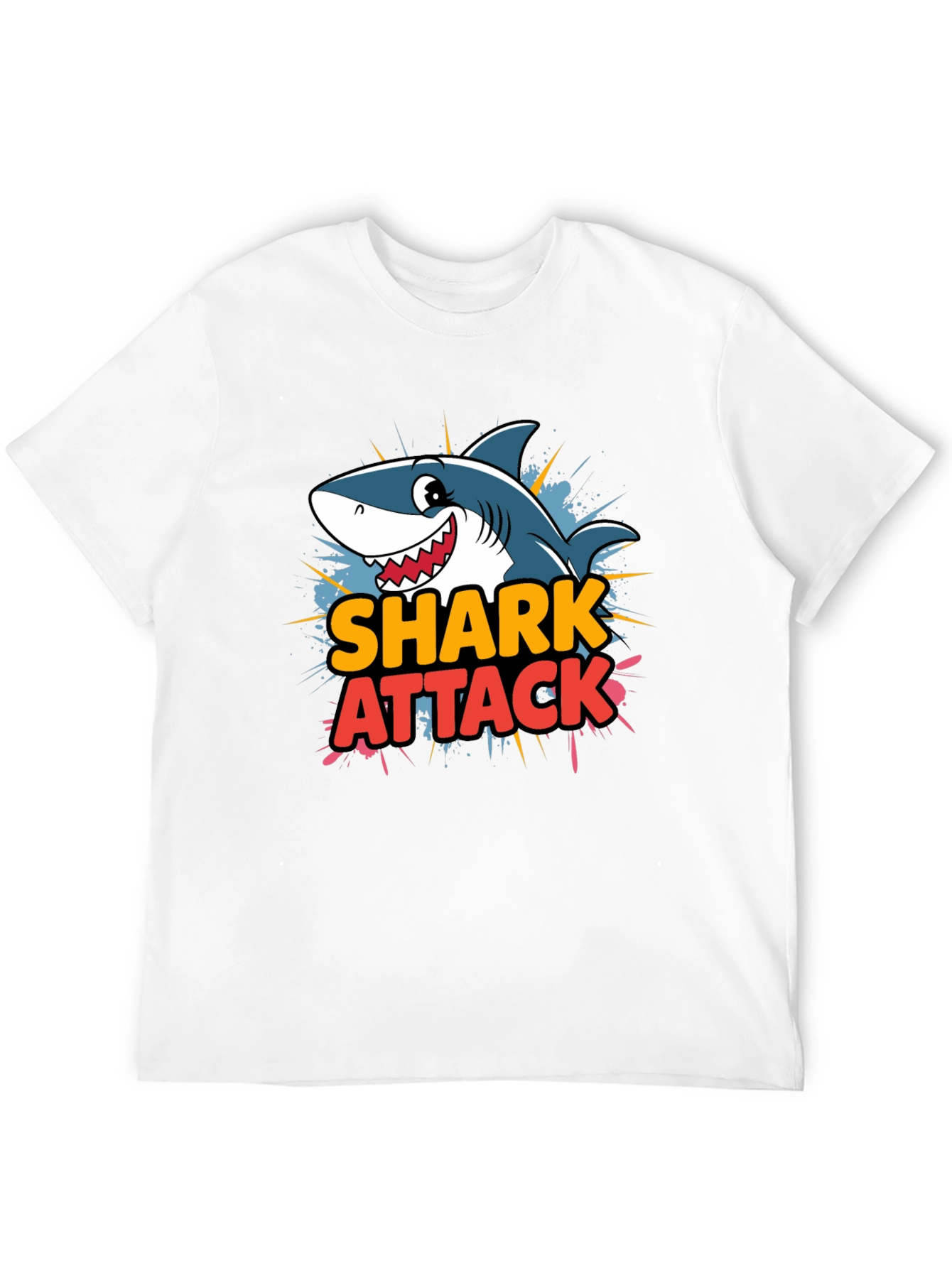 Shark Attack Cartoon Graphic T-Shirt