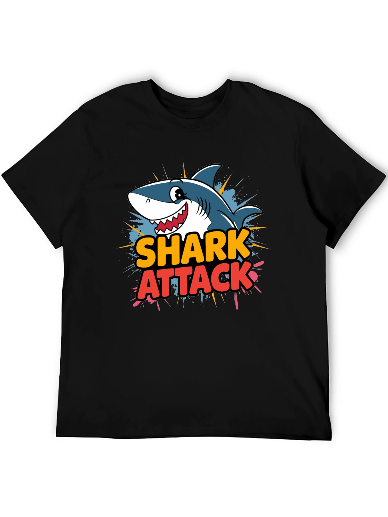 Shark Attack Cartoon Graphic T-Shirt