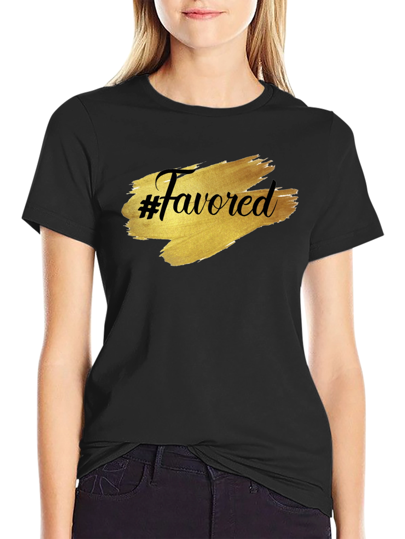 #Favored Graphic T-Shirt - Stylish Black Tee