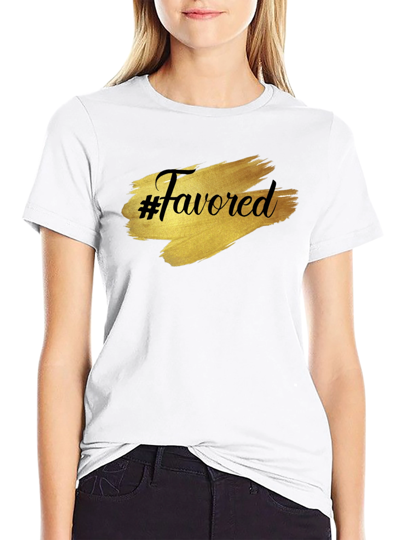 #Favored Graphic T-Shirt - Stylish Black Tee
