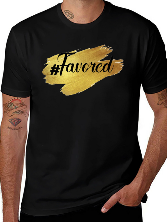 #Favored Graphic T-Shirt - Stylish Black Tee