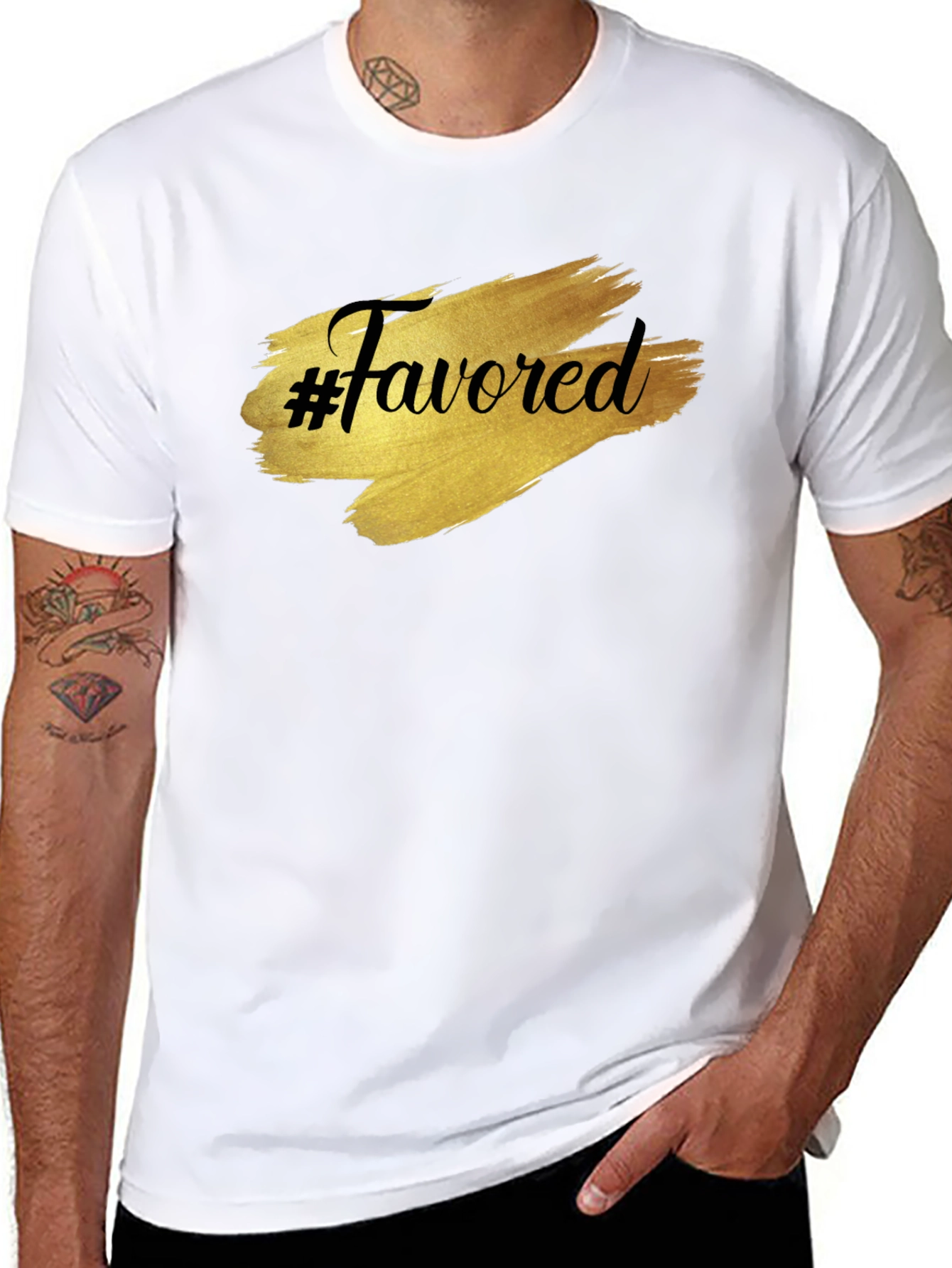 #Favored Graphic T-Shirt - Stylish Black Tee