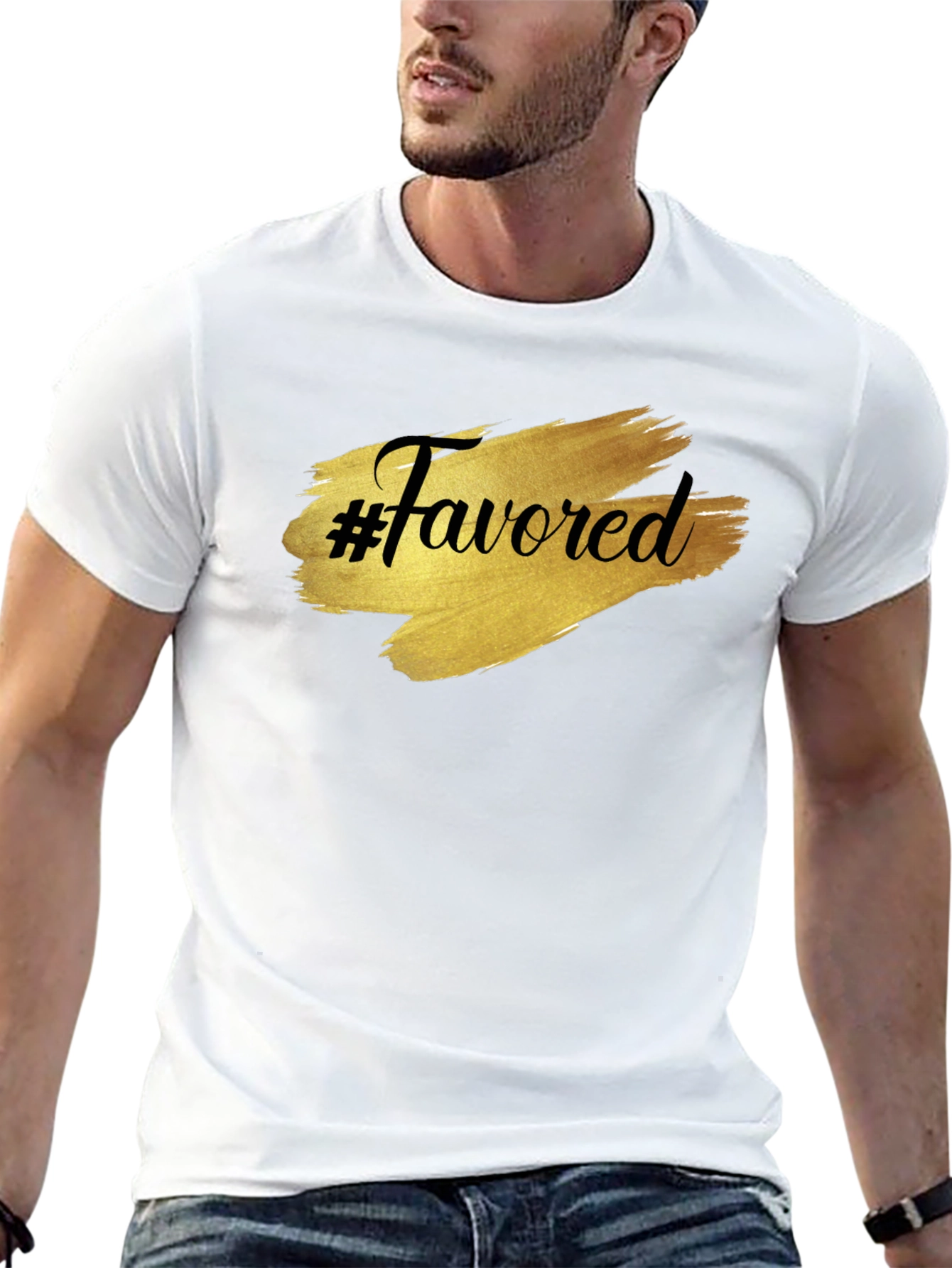 #Favored Graphic T-Shirt - Stylish Black Tee