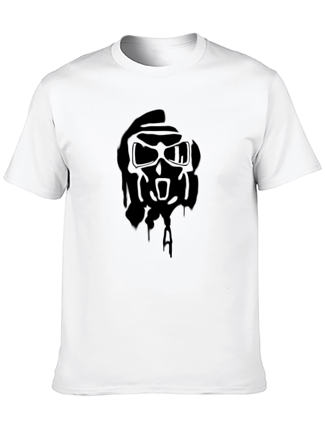 Edgy Black Graphic Tee - Skull Gas Mask Design