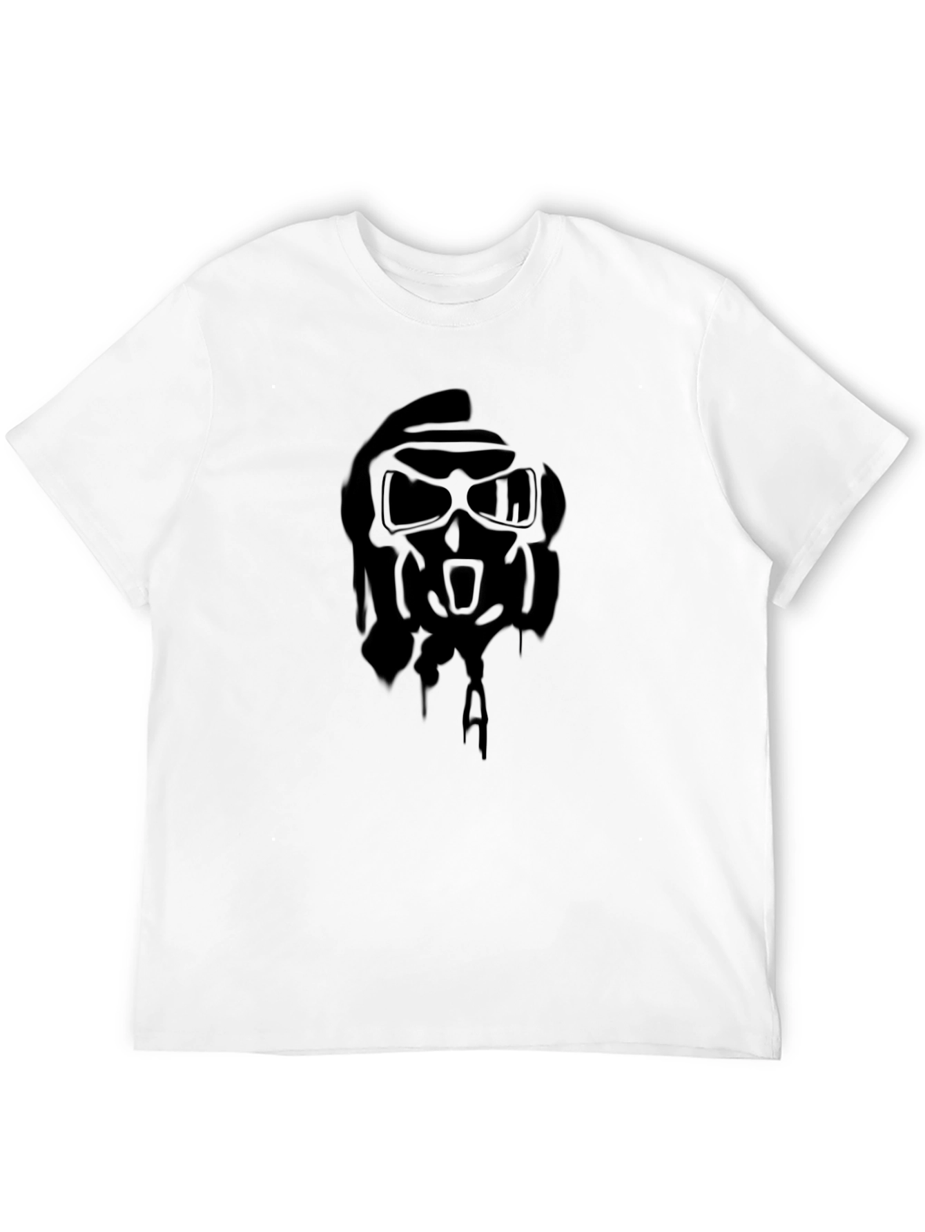 Edgy Black Graphic Tee - Skull Gas Mask Design