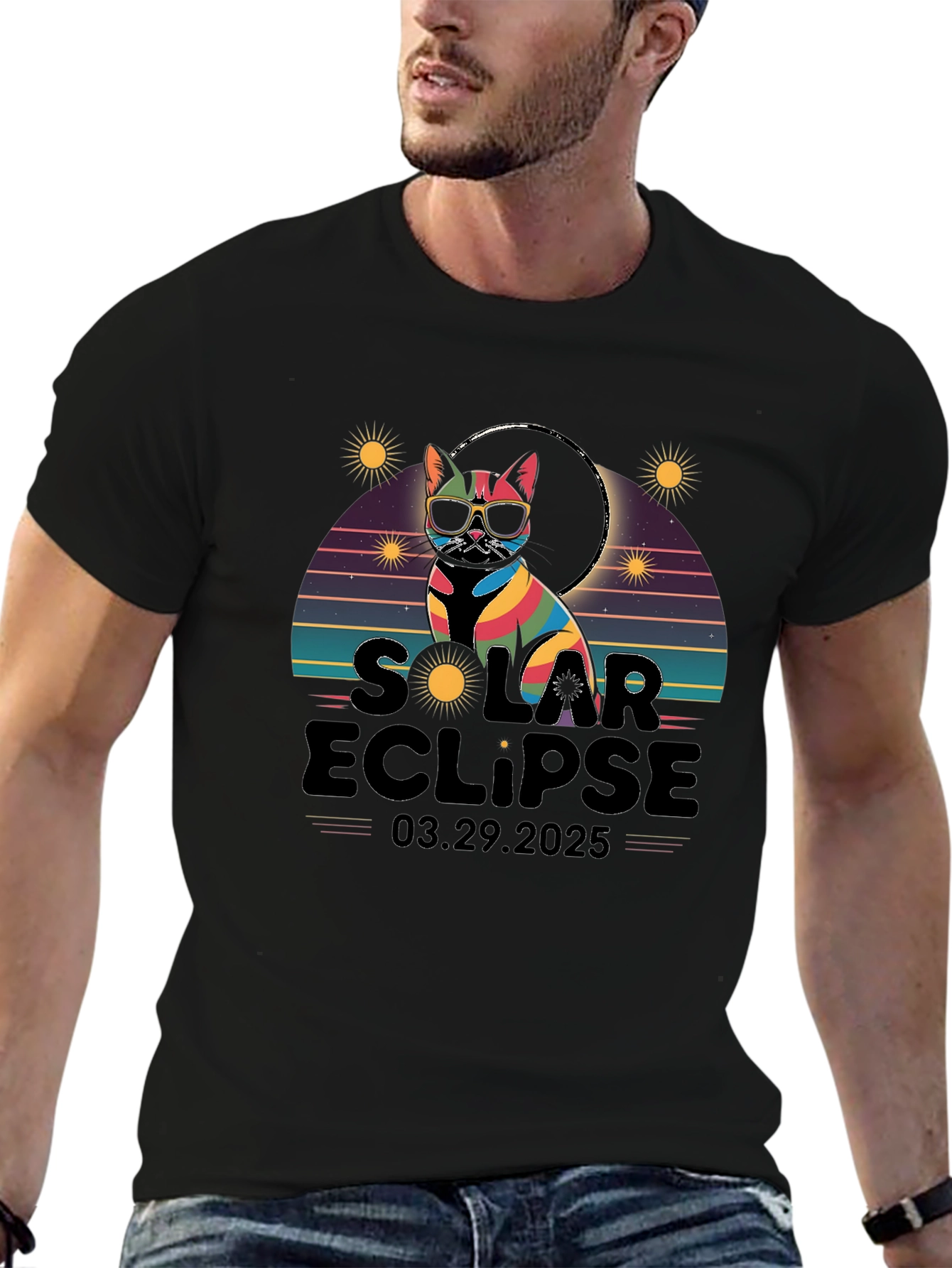 Solar Eclipse Cat T-Shirt - March 29 2025