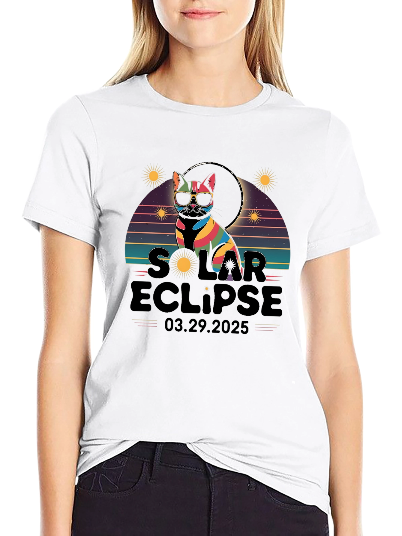 Solar Eclipse Cat T-Shirt - March 29 2025