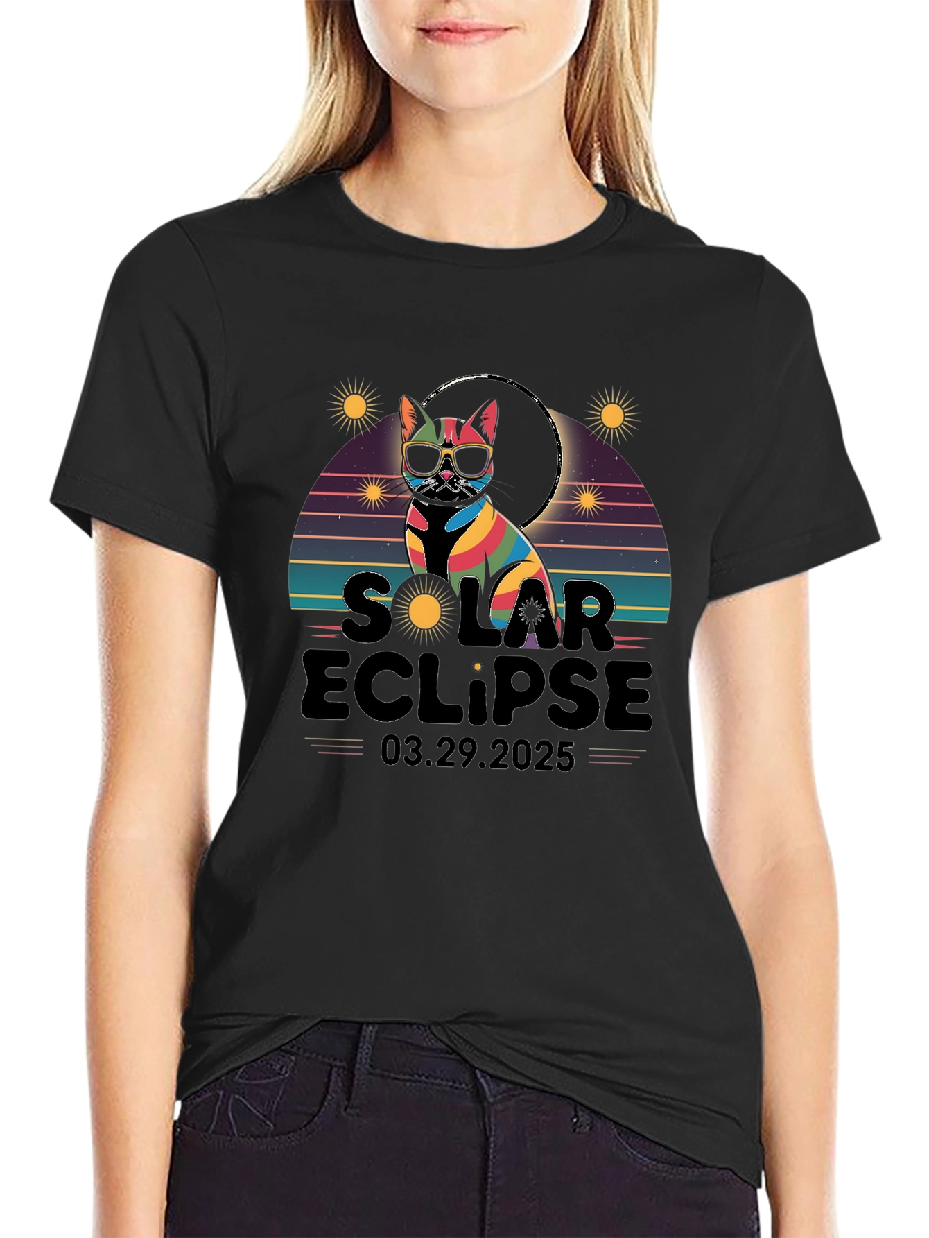Solar Eclipse Cat T-Shirt - March 29 2025