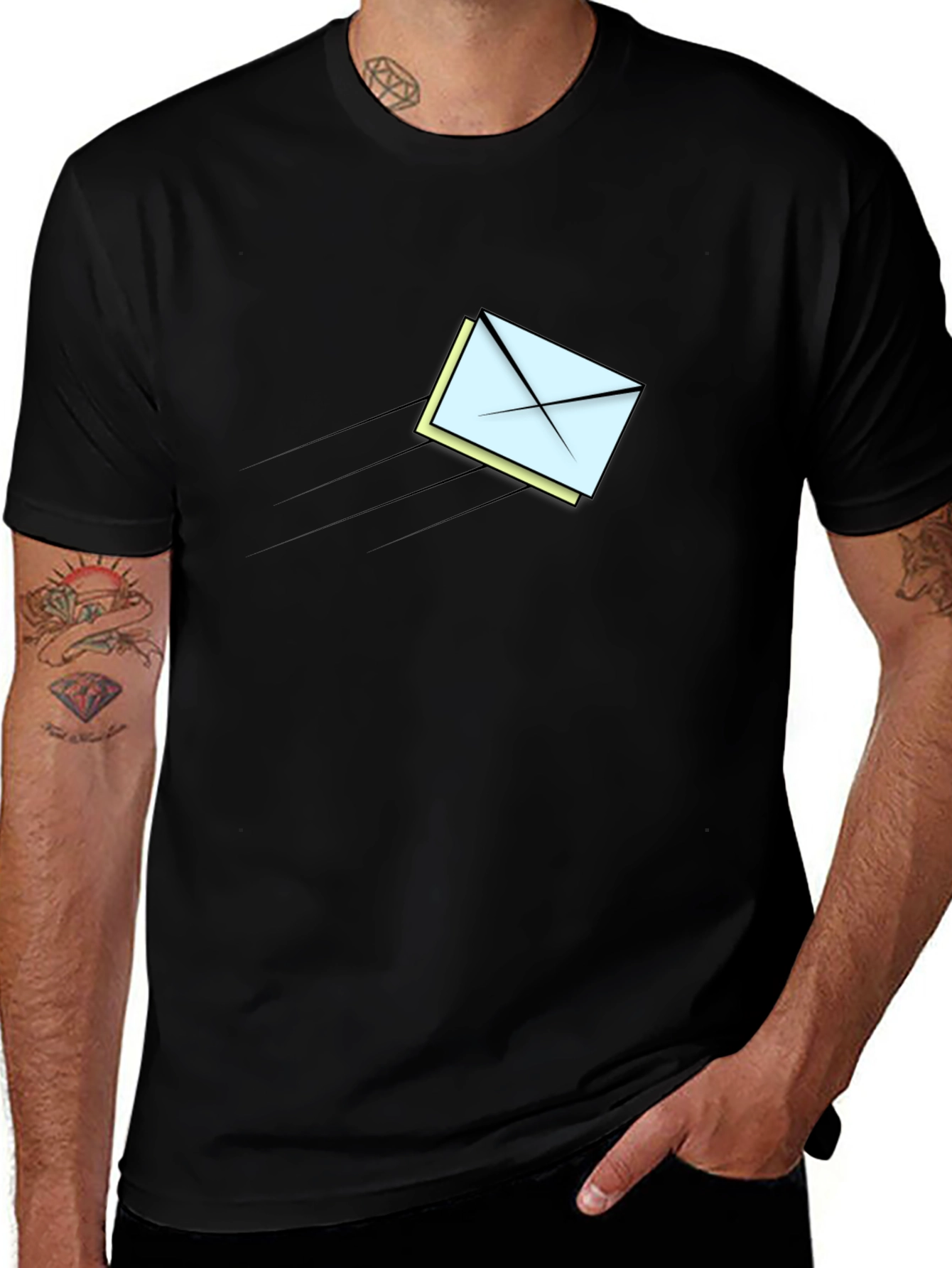 Mens Graphic T-Shirt - Flying Envelope Design