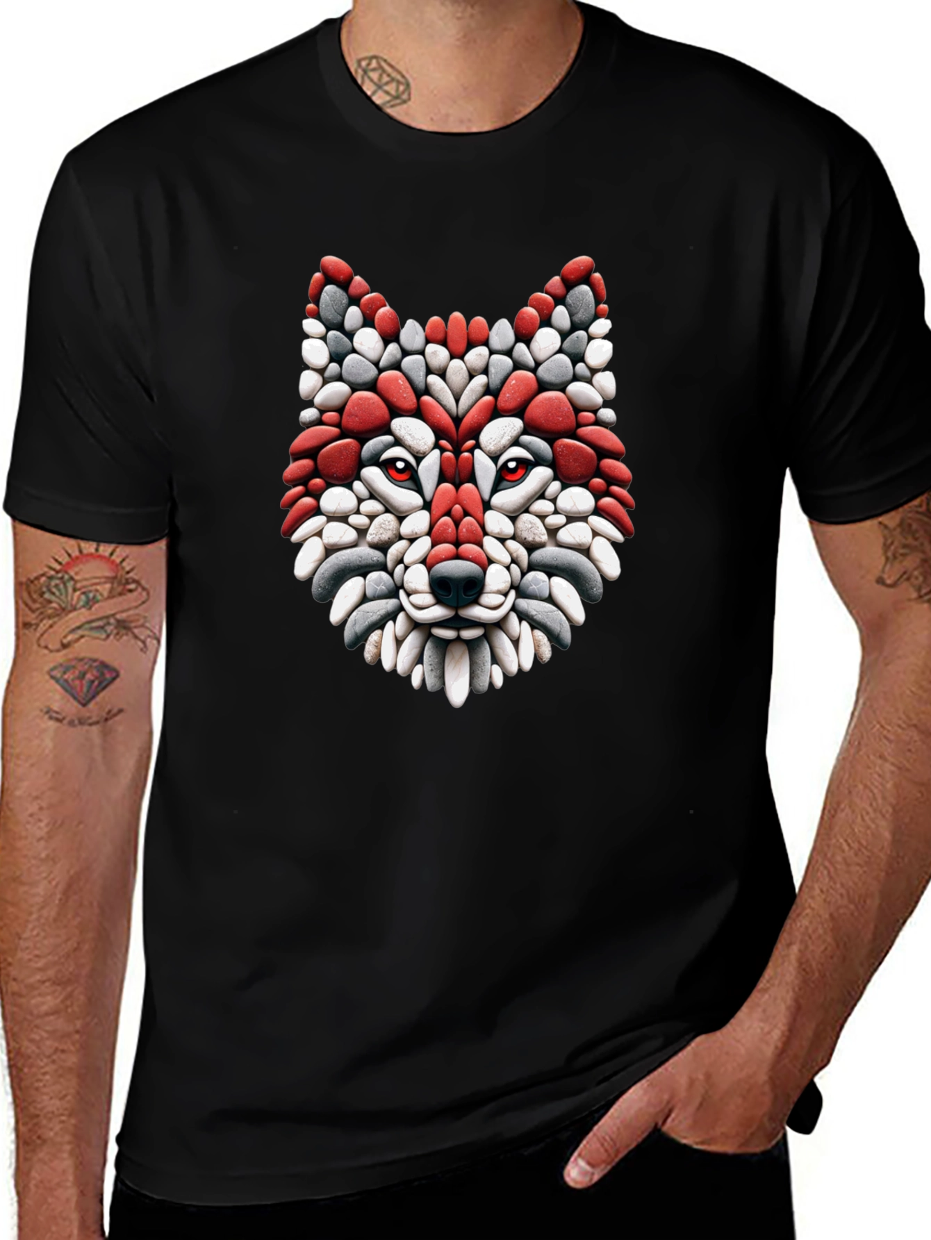 Red Wolf Stone Mosaic T-Shirt