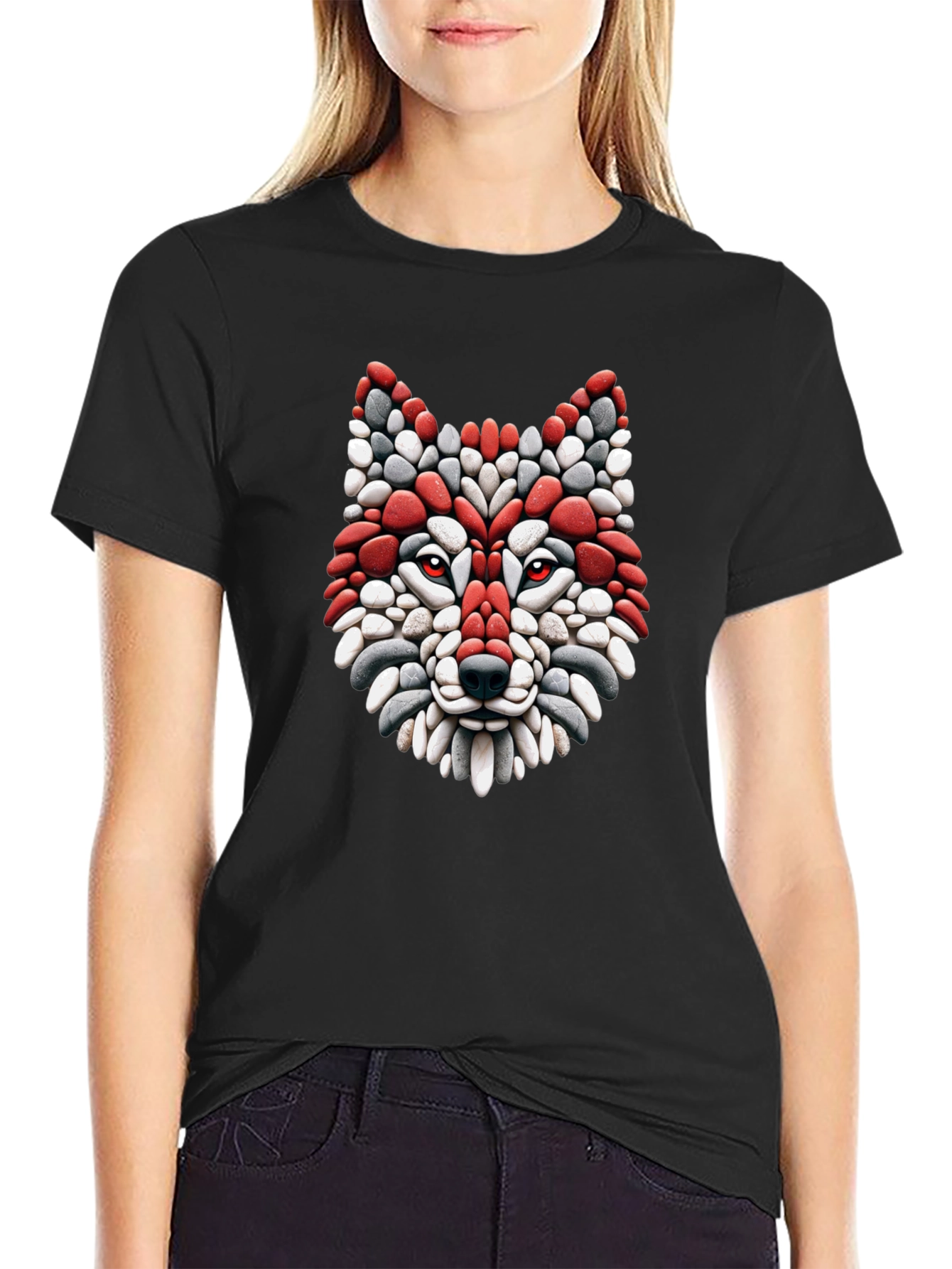 Red Wolf Stone Mosaic T-Shirt