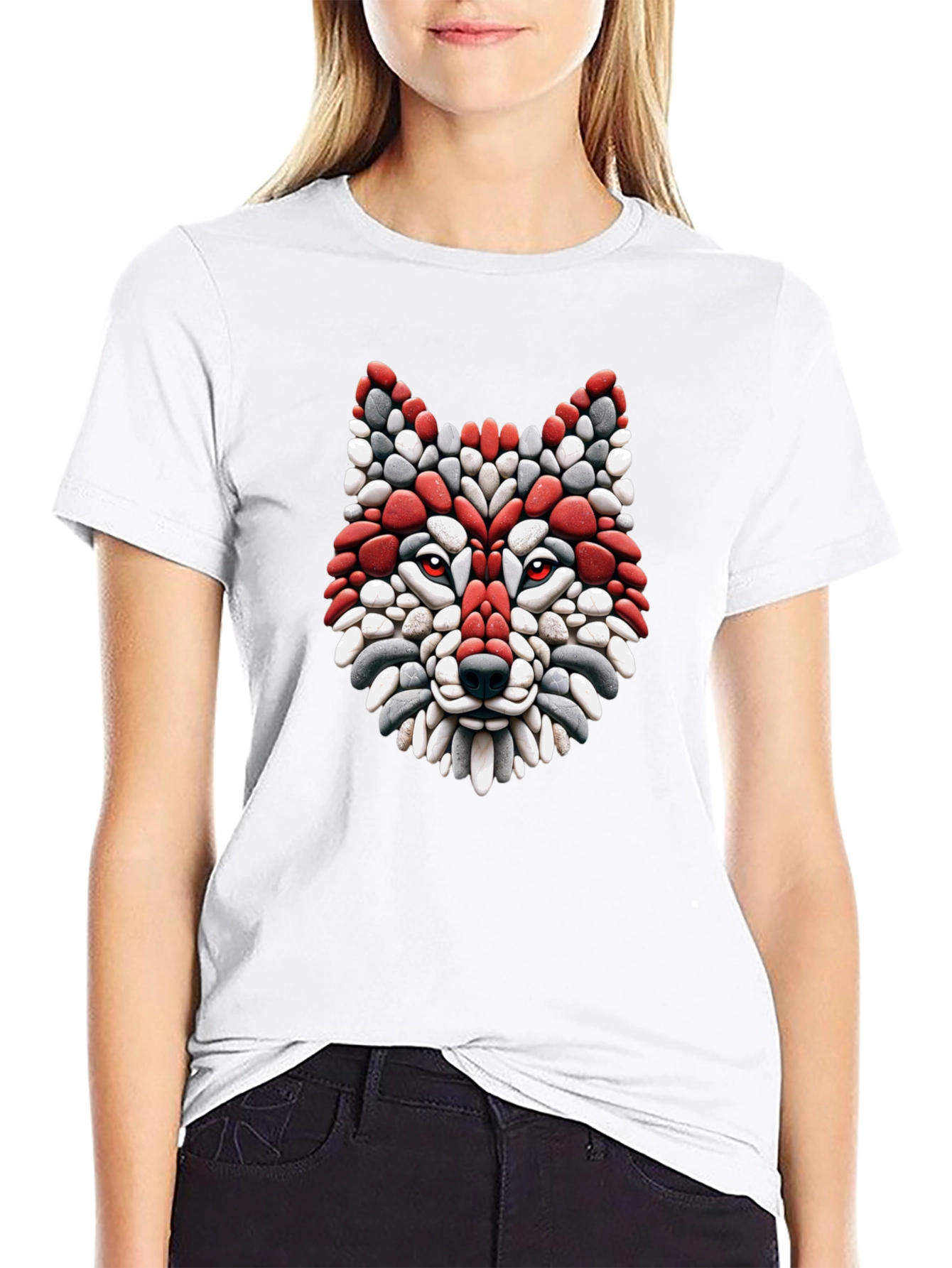 Red Wolf Stone Mosaic T-Shirt