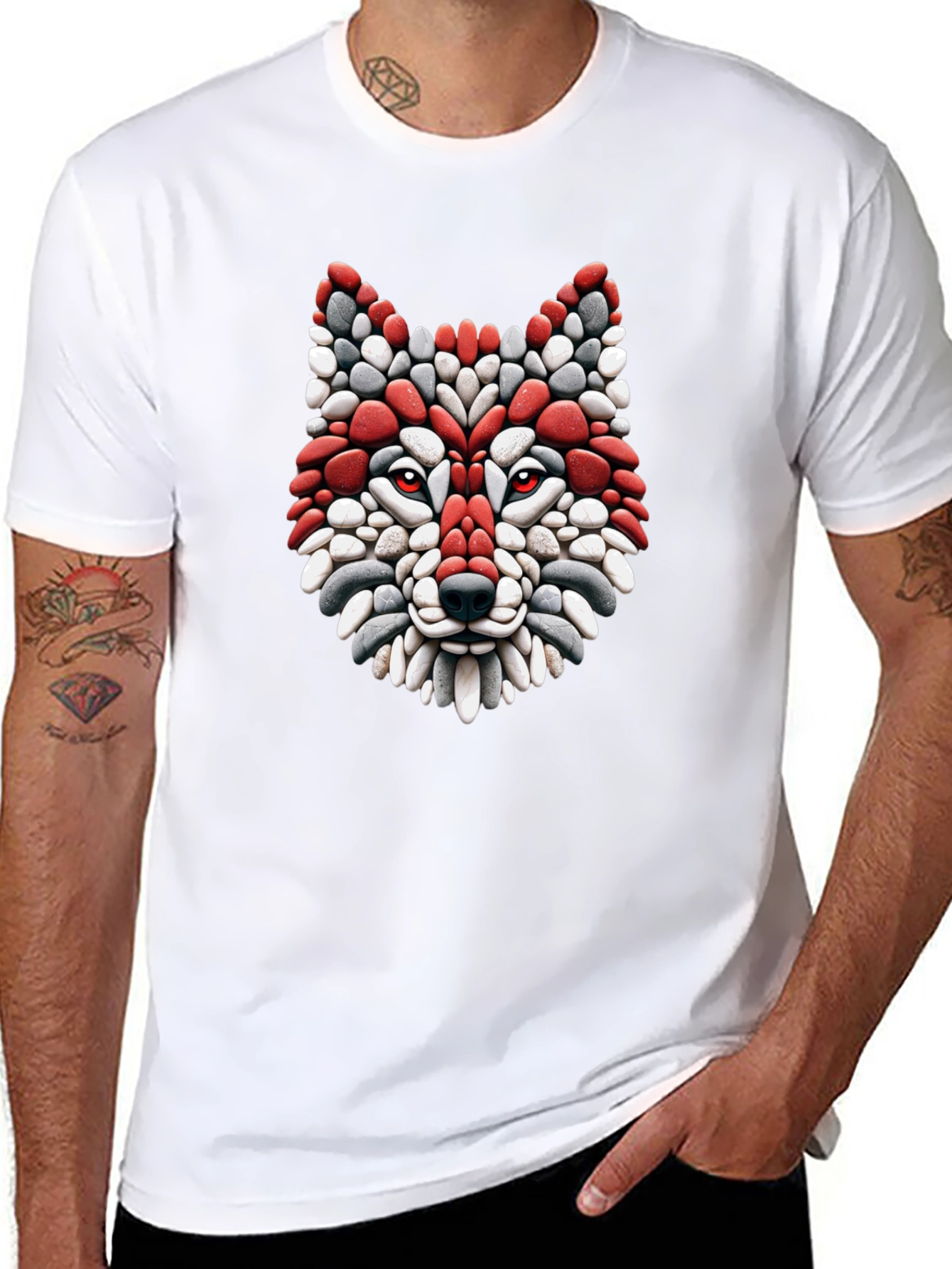 Red Wolf Stone Mosaic T-Shirt