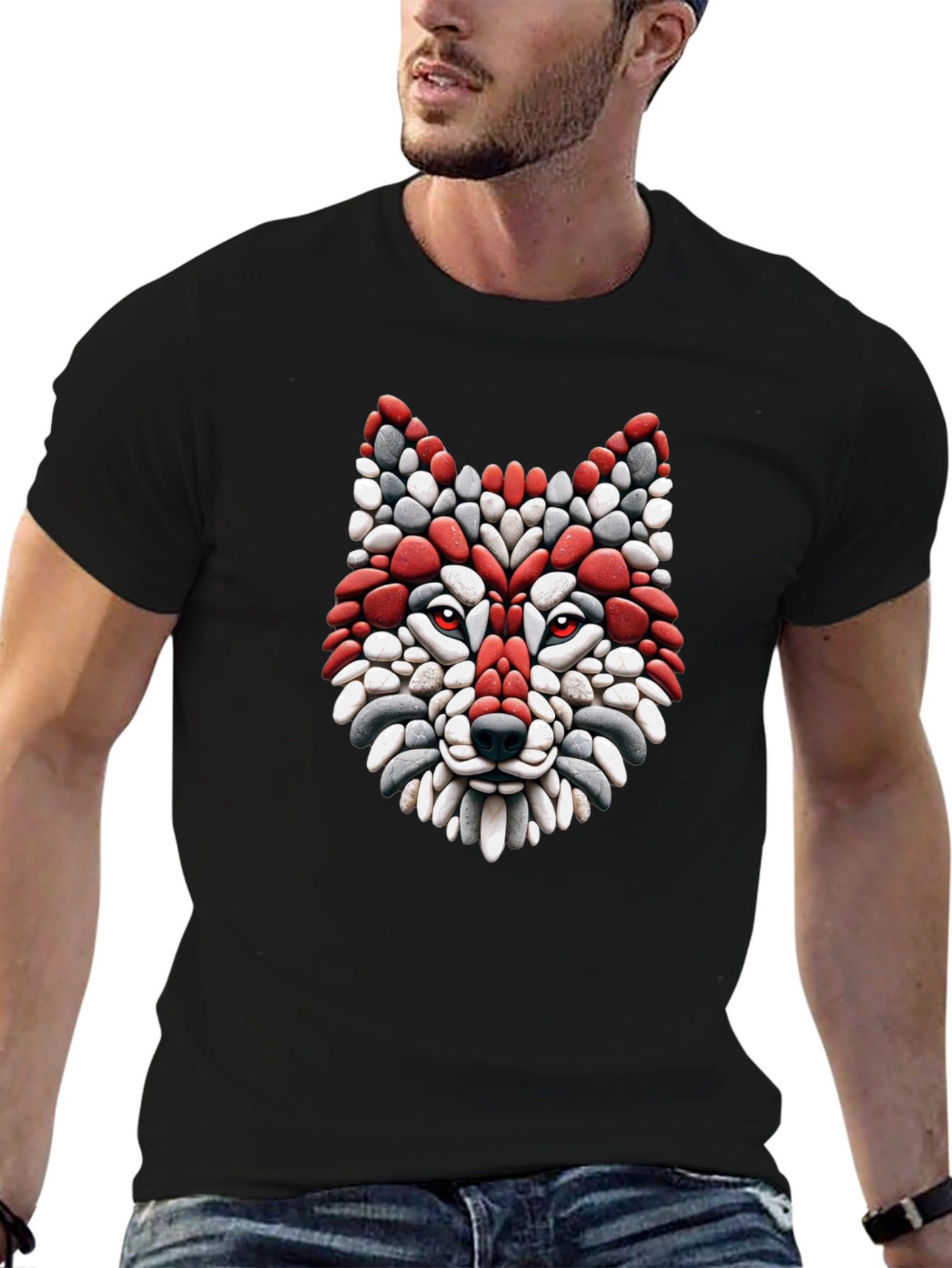 Red Wolf Stone Mosaic T-Shirt