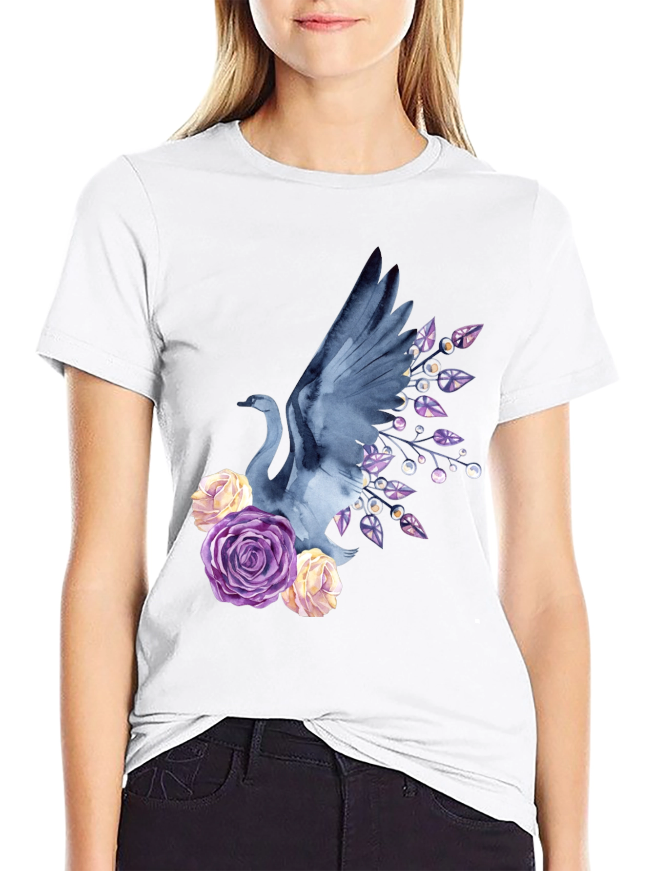 Swan & Floral Graphic Tee