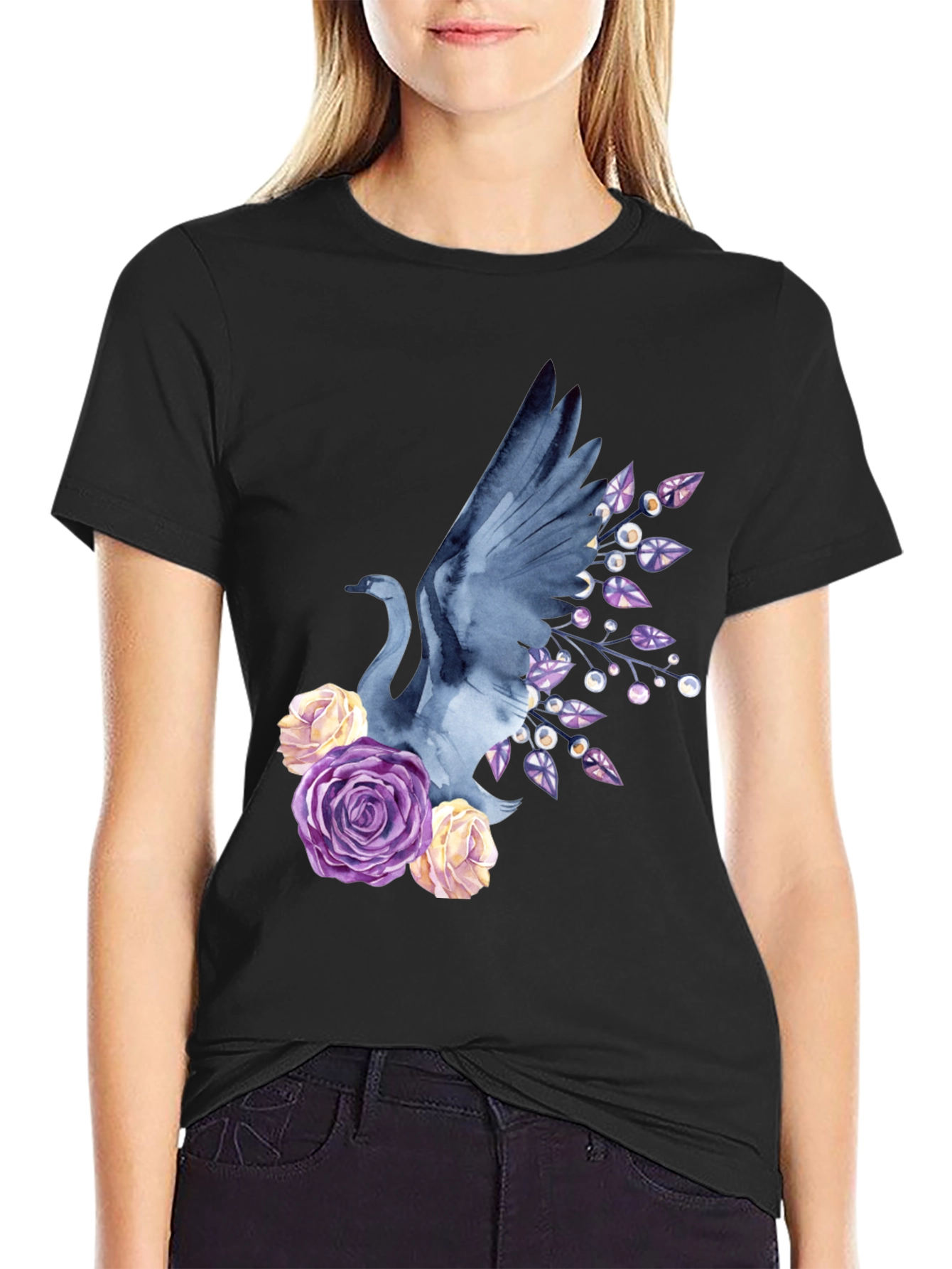 Swan & Floral Graphic Tee