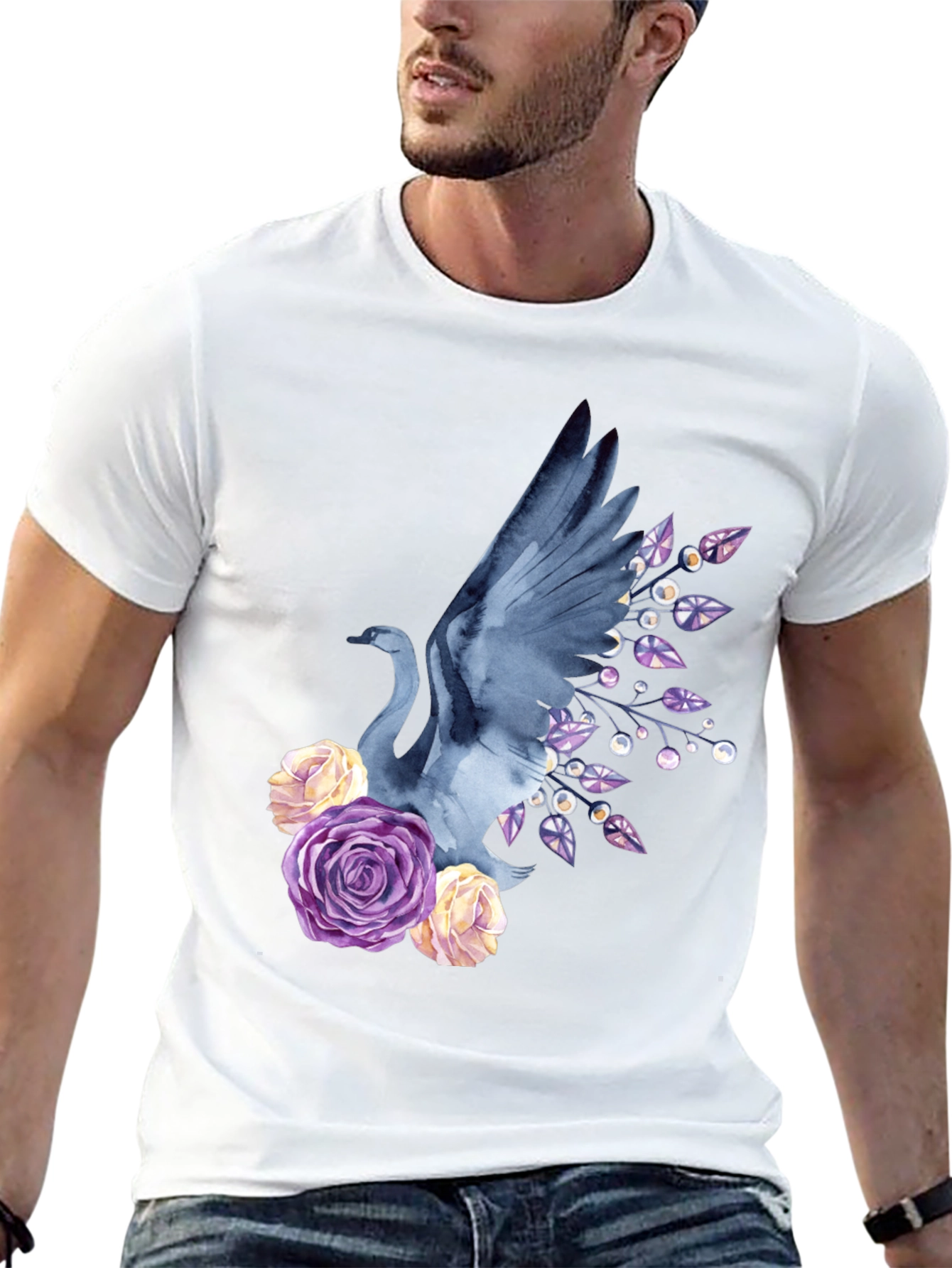 Swan & Floral Graphic Tee
