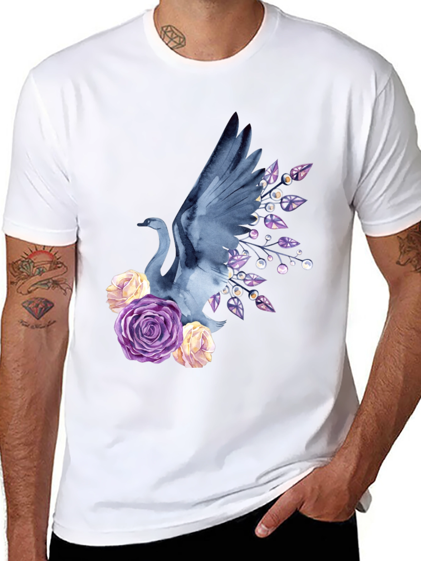 Swan & Floral Graphic Tee