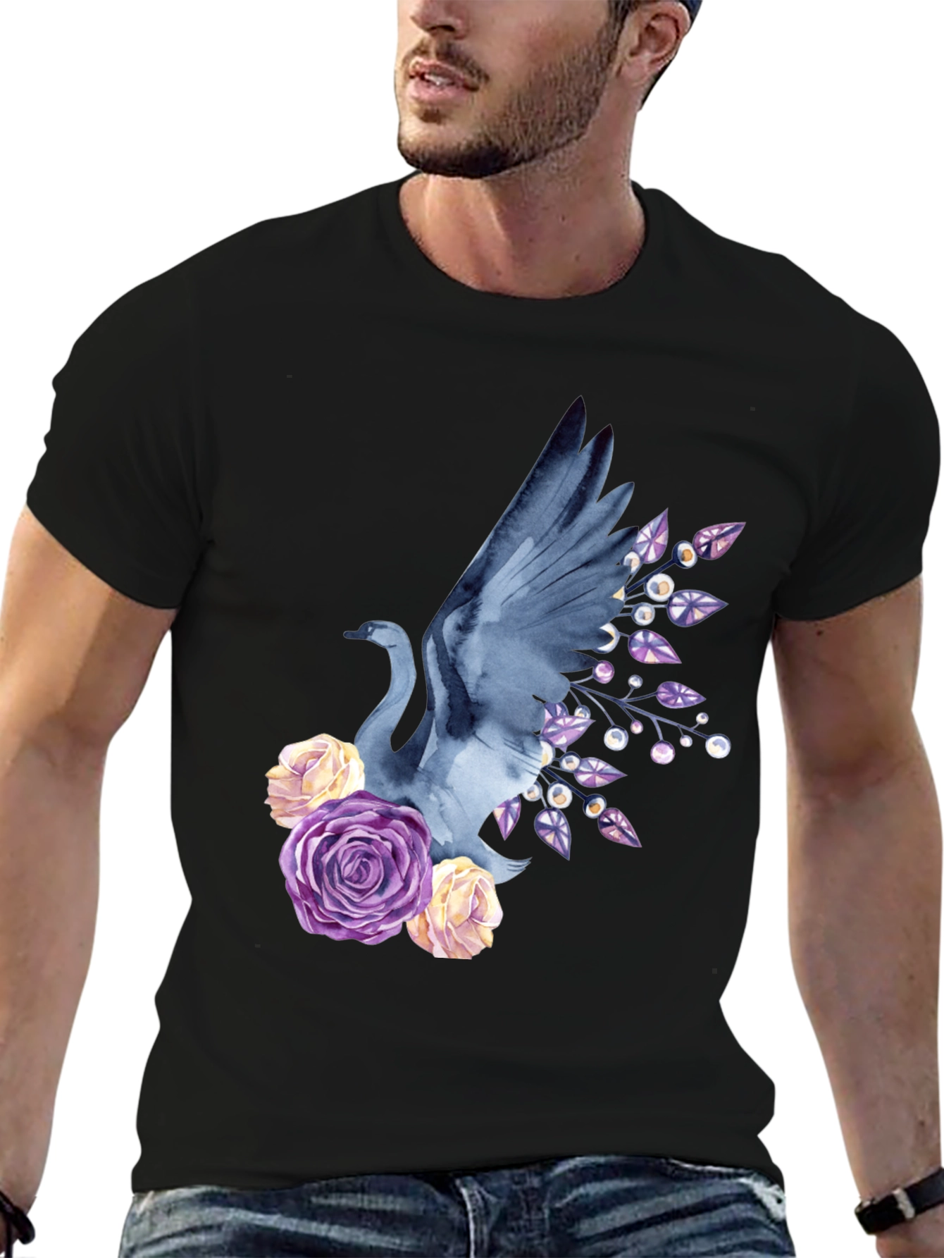 Swan & Floral Graphic Tee