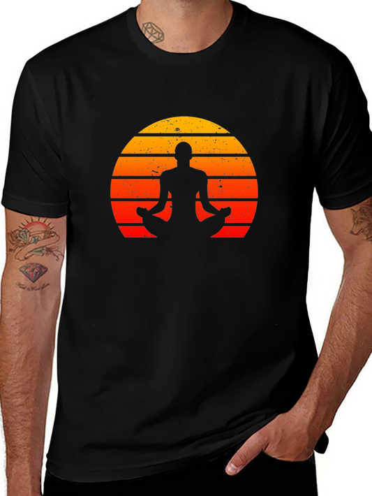 Yoga Silhouette Sunset Graphic T-Shirt
