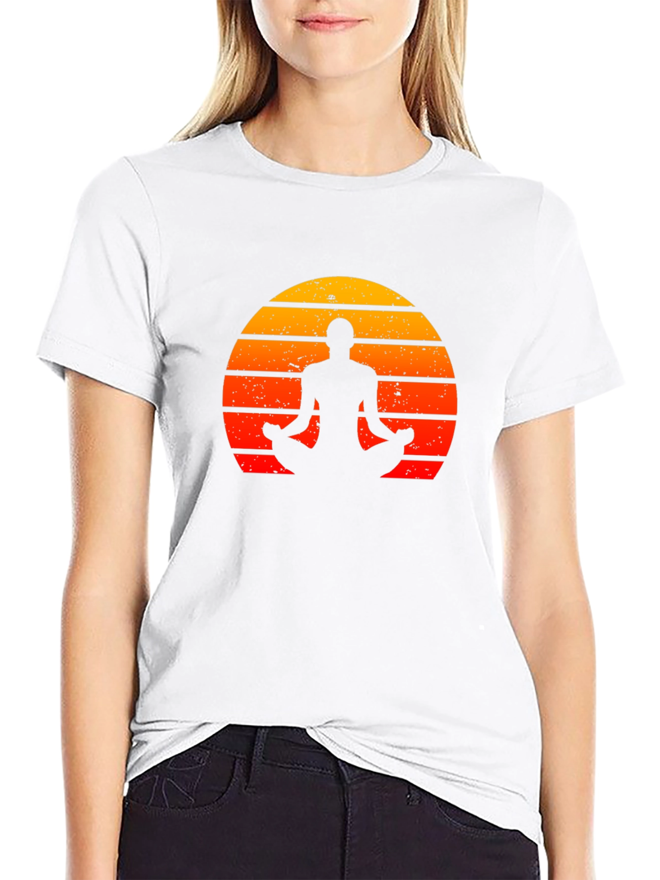 Yoga Silhouette Sunset Graphic T-Shirt
