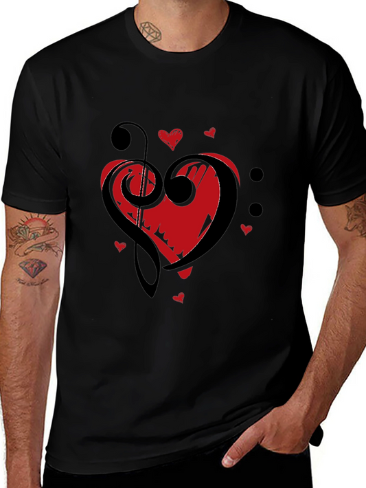 Music Heart T-Shirt - Graphic Print Tee