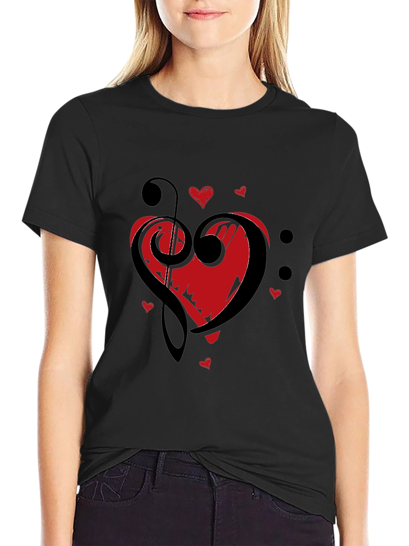 Music Heart T-Shirt - Graphic Print Tee