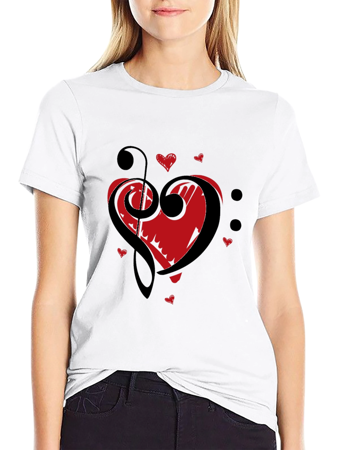 Music Heart T-Shirt - Graphic Print Tee