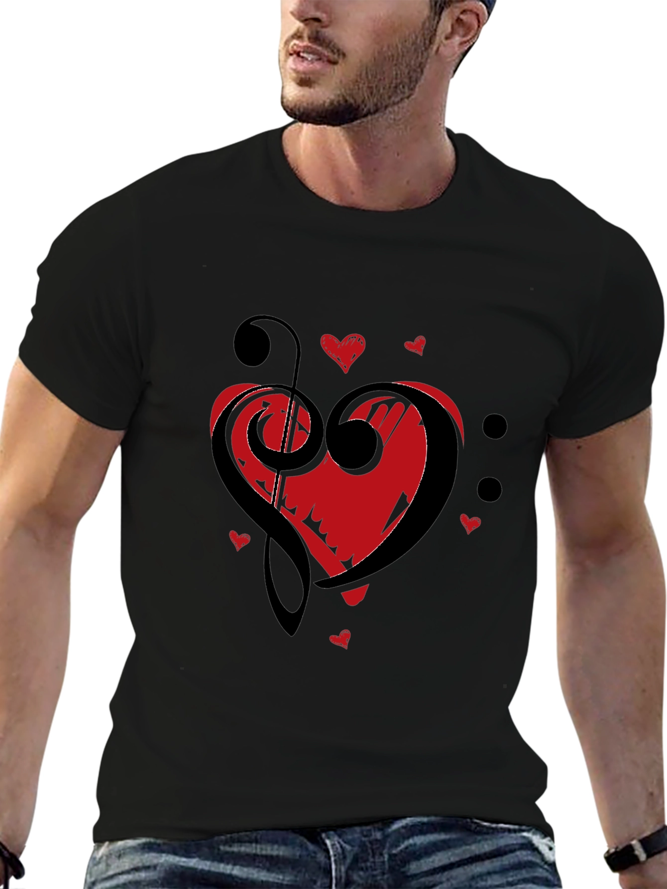Music Heart T-Shirt - Graphic Print Tee