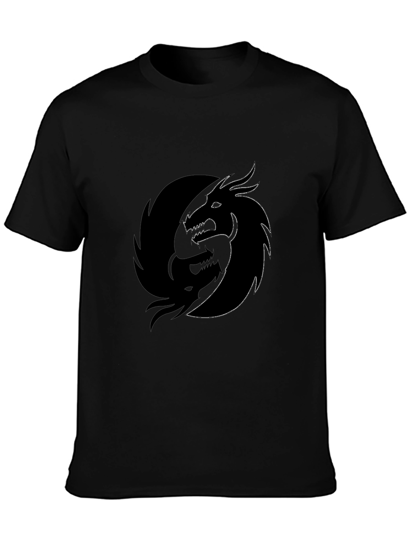 Yin Yang Dragon Graphic Tee - Black Crew Neck