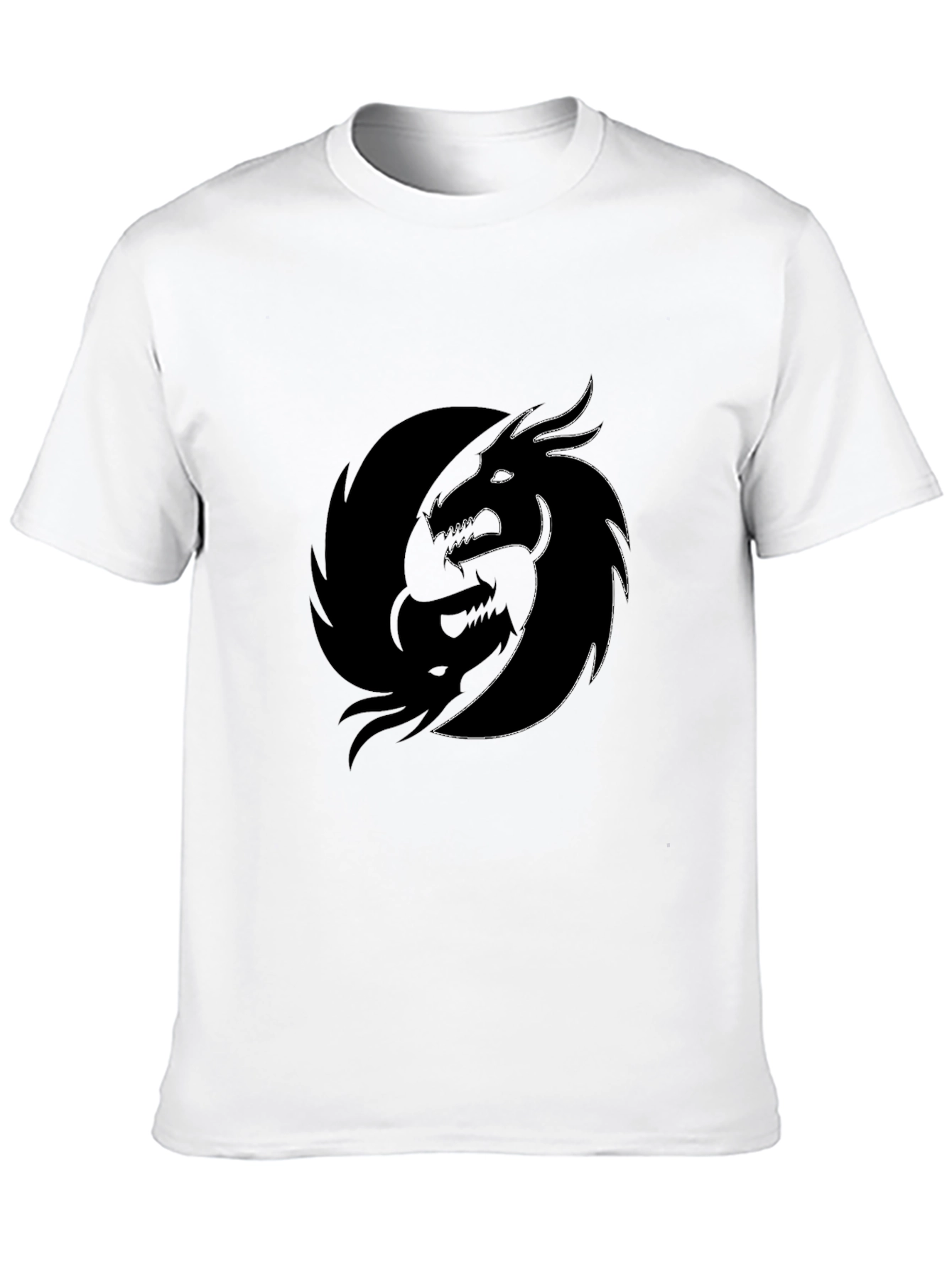 Yin Yang Dragon Graphic Tee - Black Crew Neck