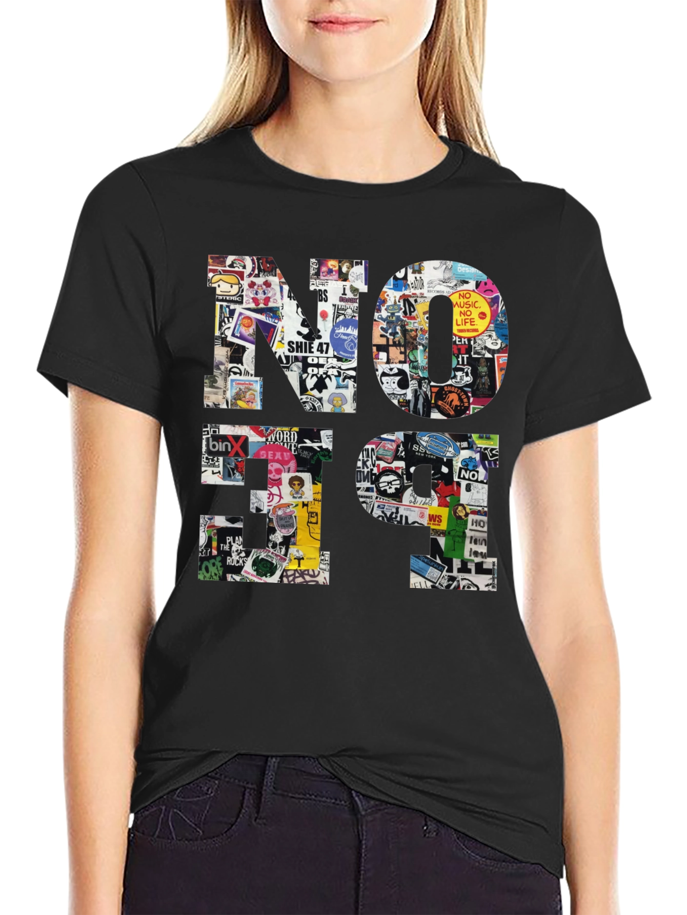 No Future Sticker Collage Graphic Tee