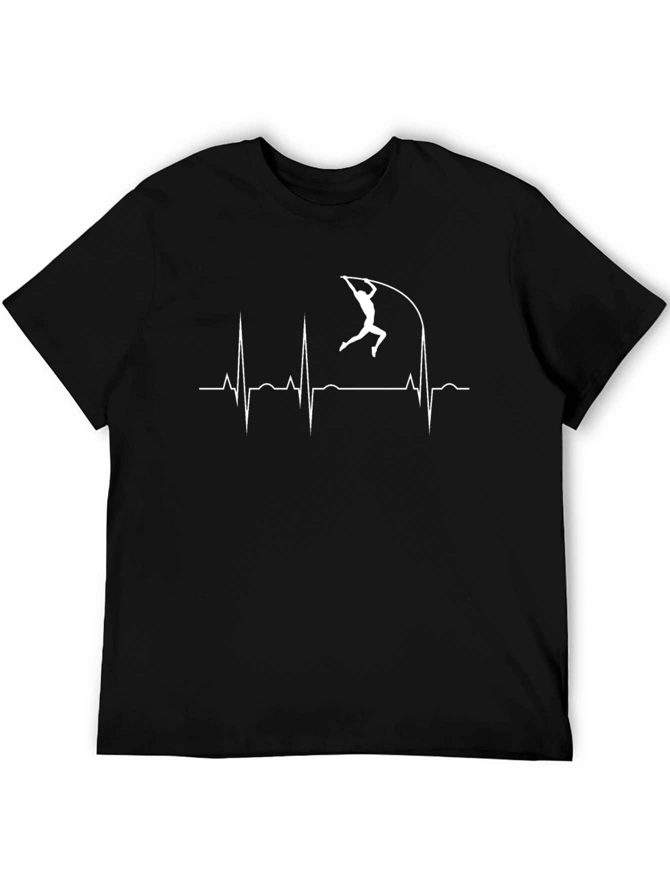 Pole Vault Heartbeat T-Shirt - Black Sporty