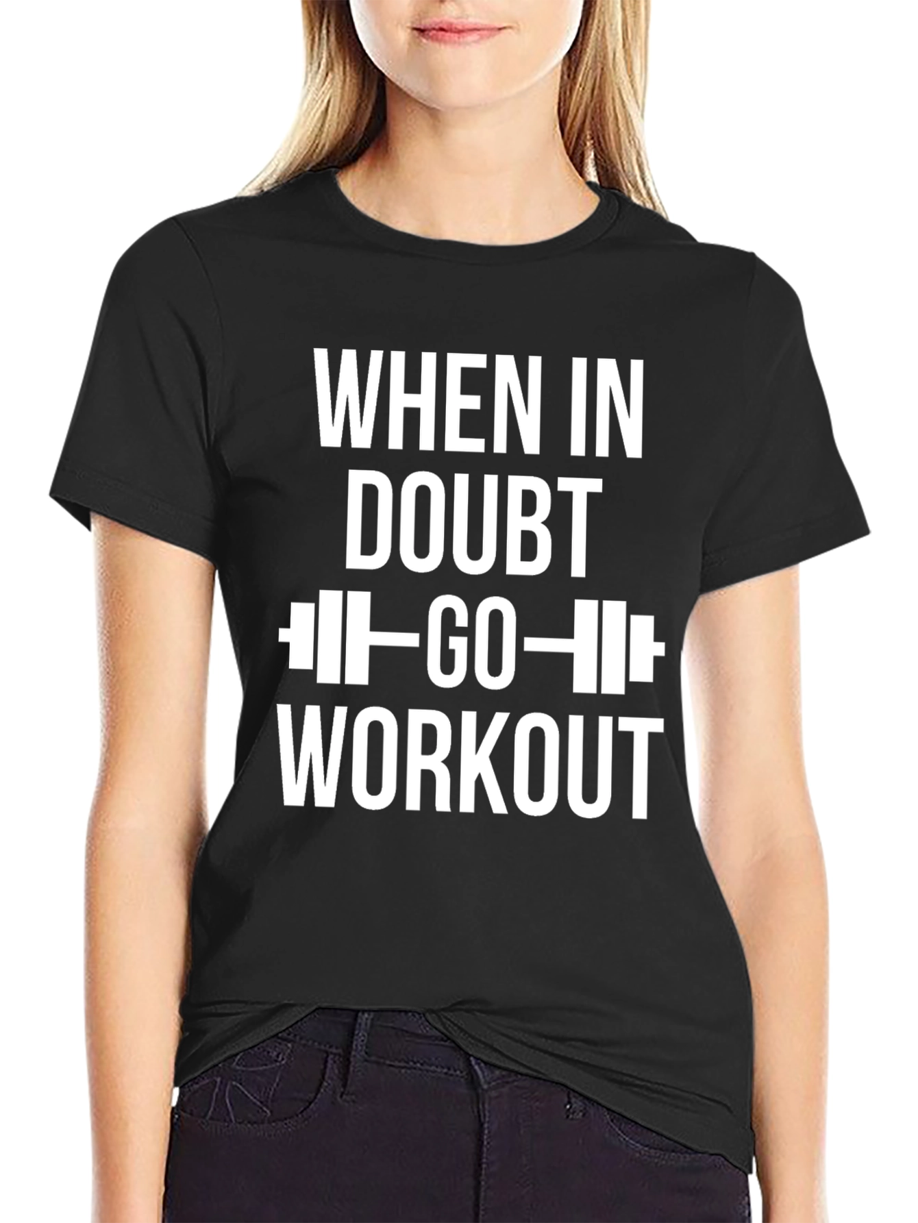 When in Doubt Workout Black Graphic Tee