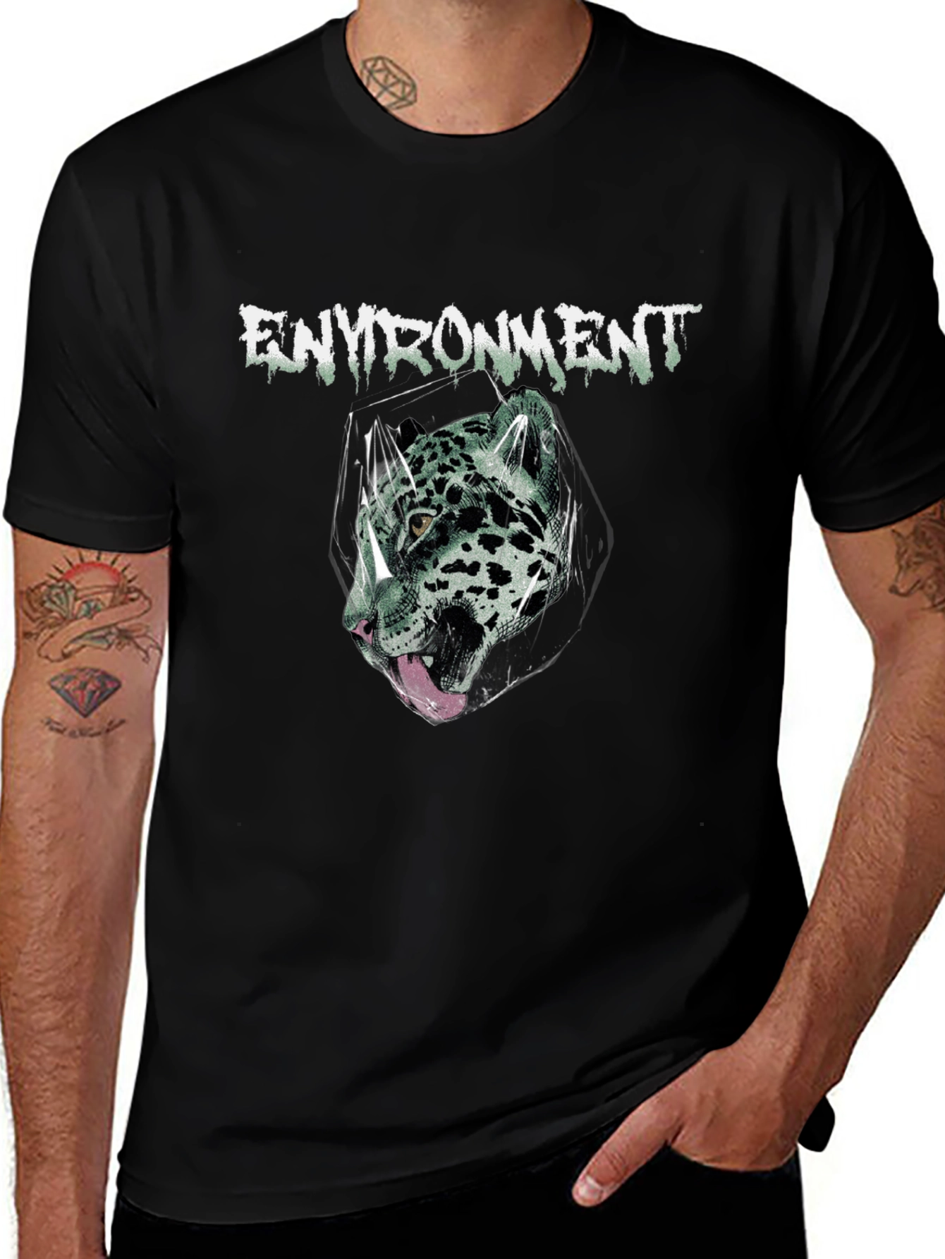 Environment Jaguar Graphic Print Black T-Shirt