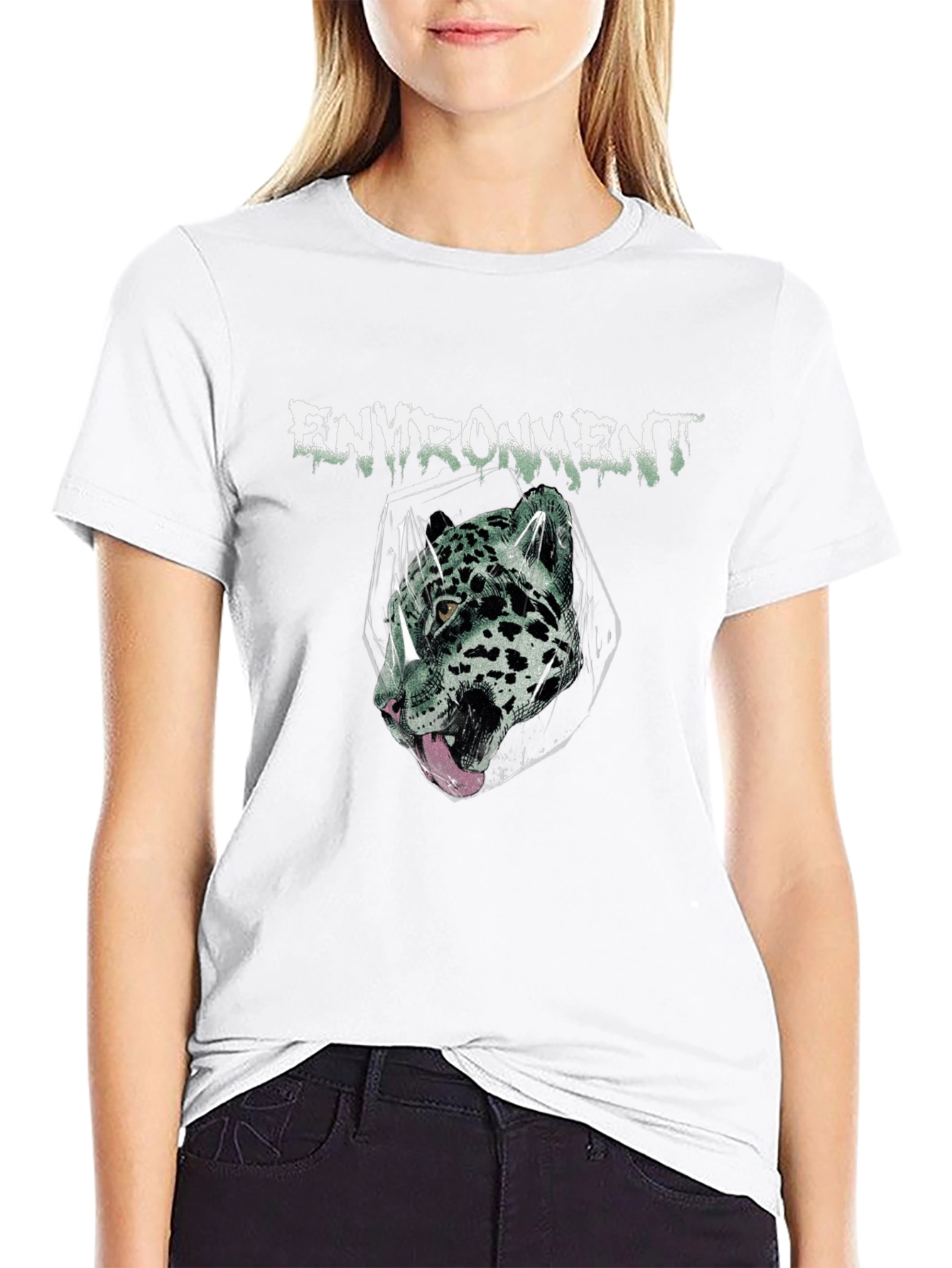 Environment Jaguar Graphic Print Black T-Shirt