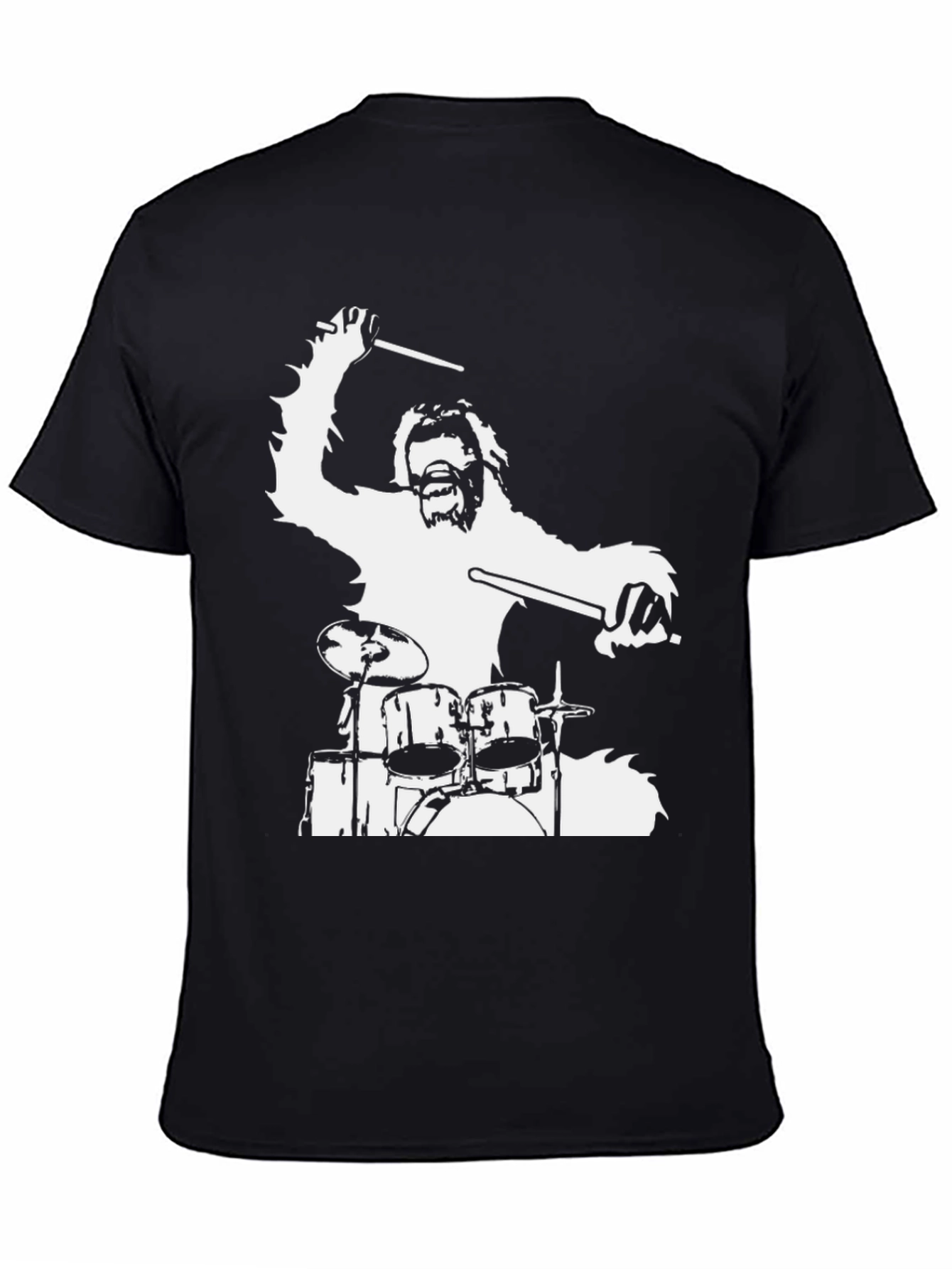 Drummer Bigfoot Graphic Tee - Black Cotton T-Shirt