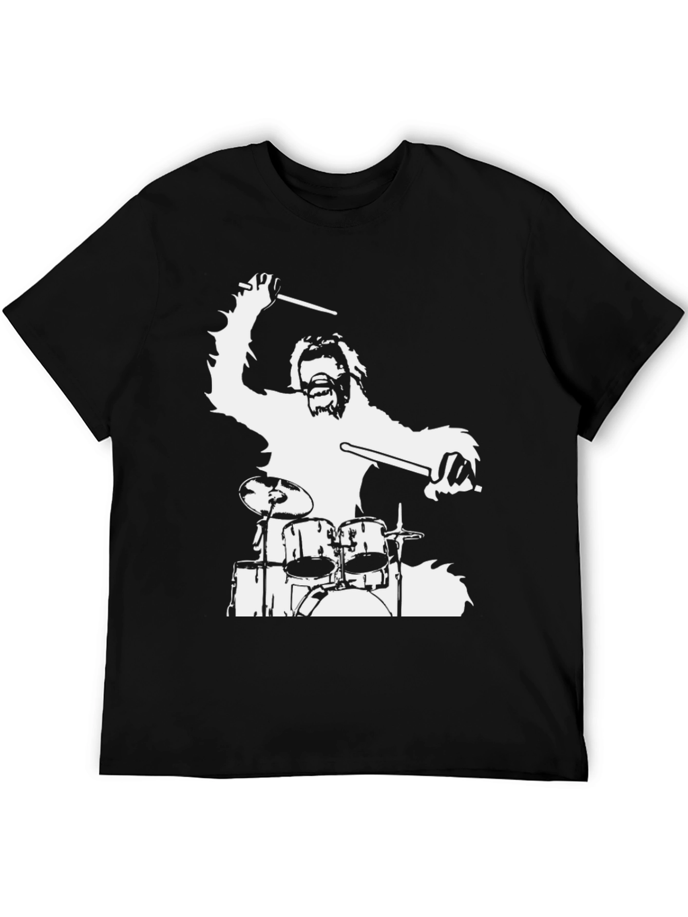 Drummer Bigfoot Graphic Tee - Black Cotton T-Shirt
