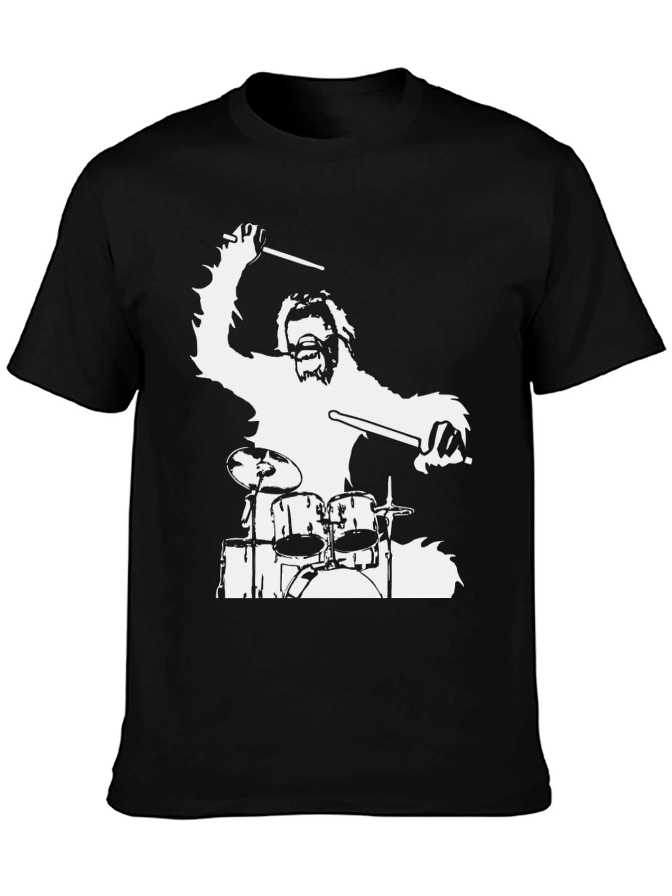 Drummer Bigfoot Graphic Tee - Black Cotton T-Shirt