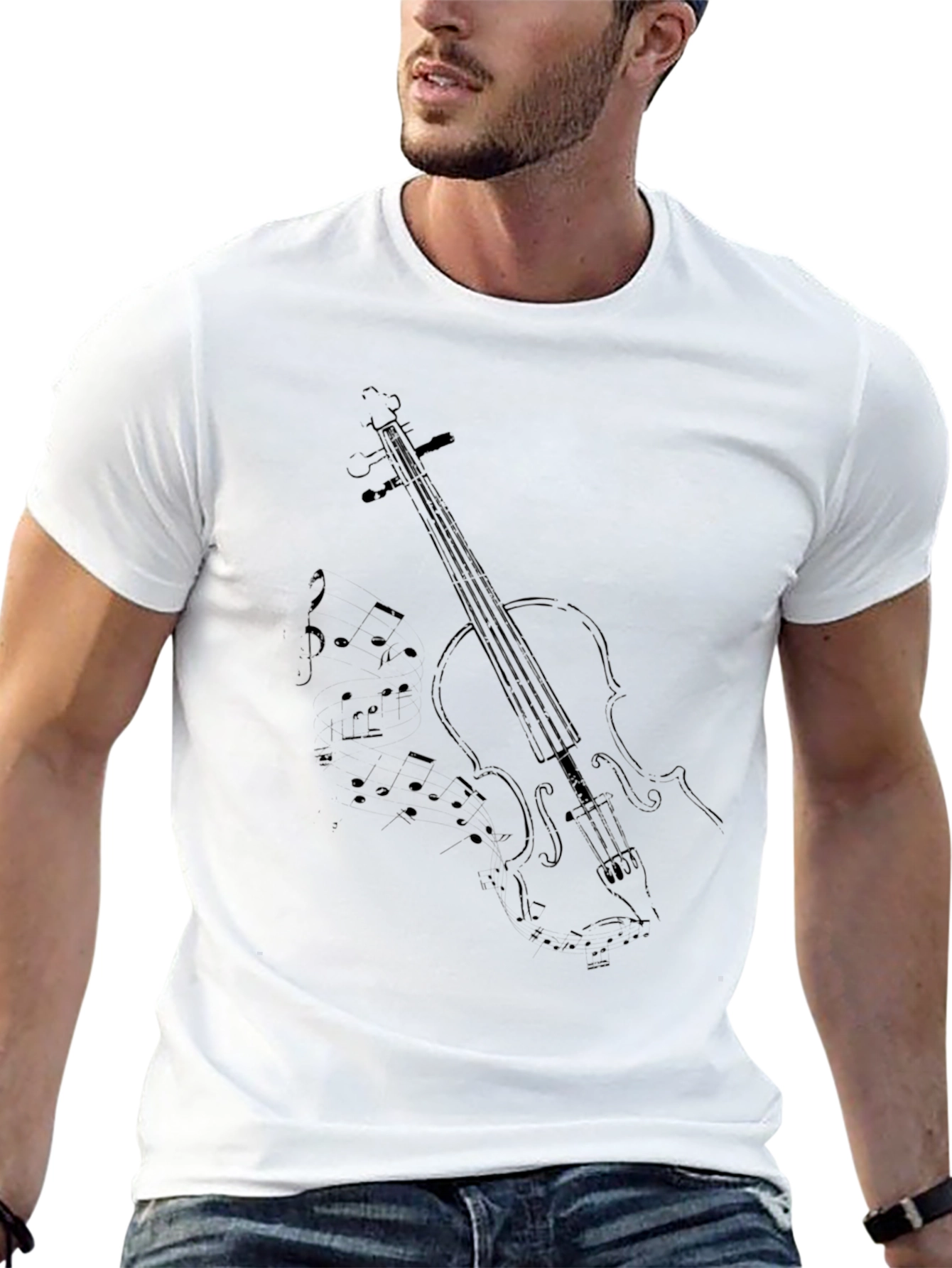 Violin Graphic Tee - Musicians Black T-Shirt